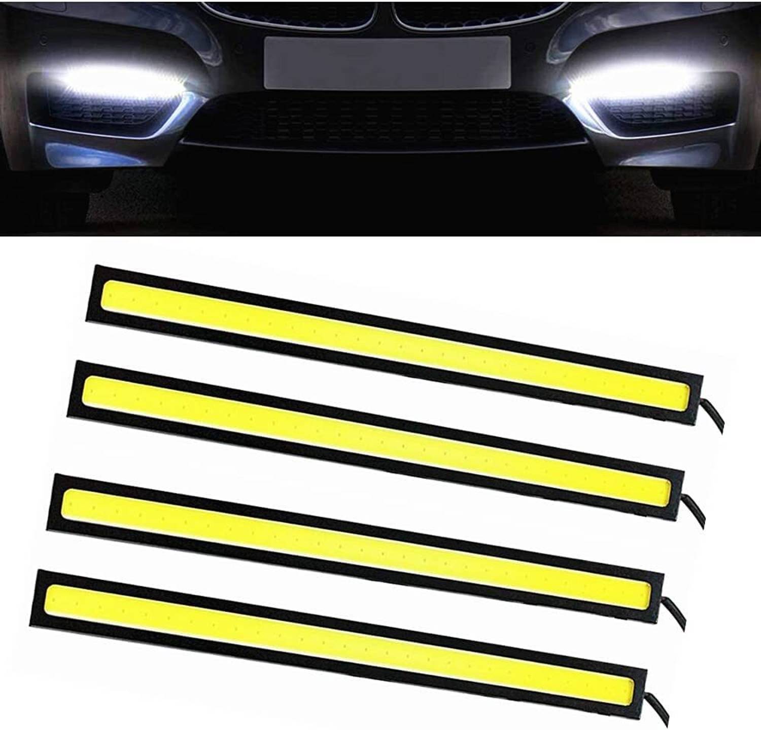 Campark DRL LED Lights Daytime Running Lights Sticker Strip White as Trunk Light Camper Lighting Stick on all 12V Vehicles 17cm Pack of 4 License Plate Light Truck, Van, Car, Motorbike LED for Hyundai, Hero, Hindustan Motors, Hyosung, Bajaj, Force (6000 V, 60 W)