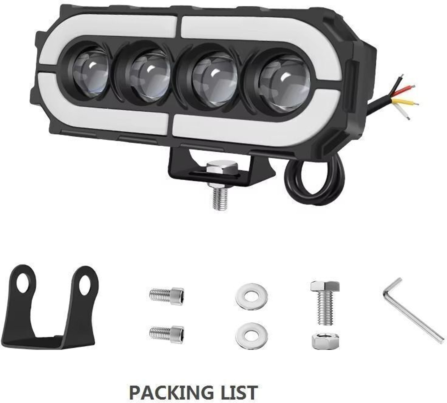 Image of LIU HJG 4 LED 60W DC 12-48V DRL Yellow /White & RGB Multi-Color Fog Light Fog Lamp Car, Motorbike, Truck LED (12 V, 60 W)