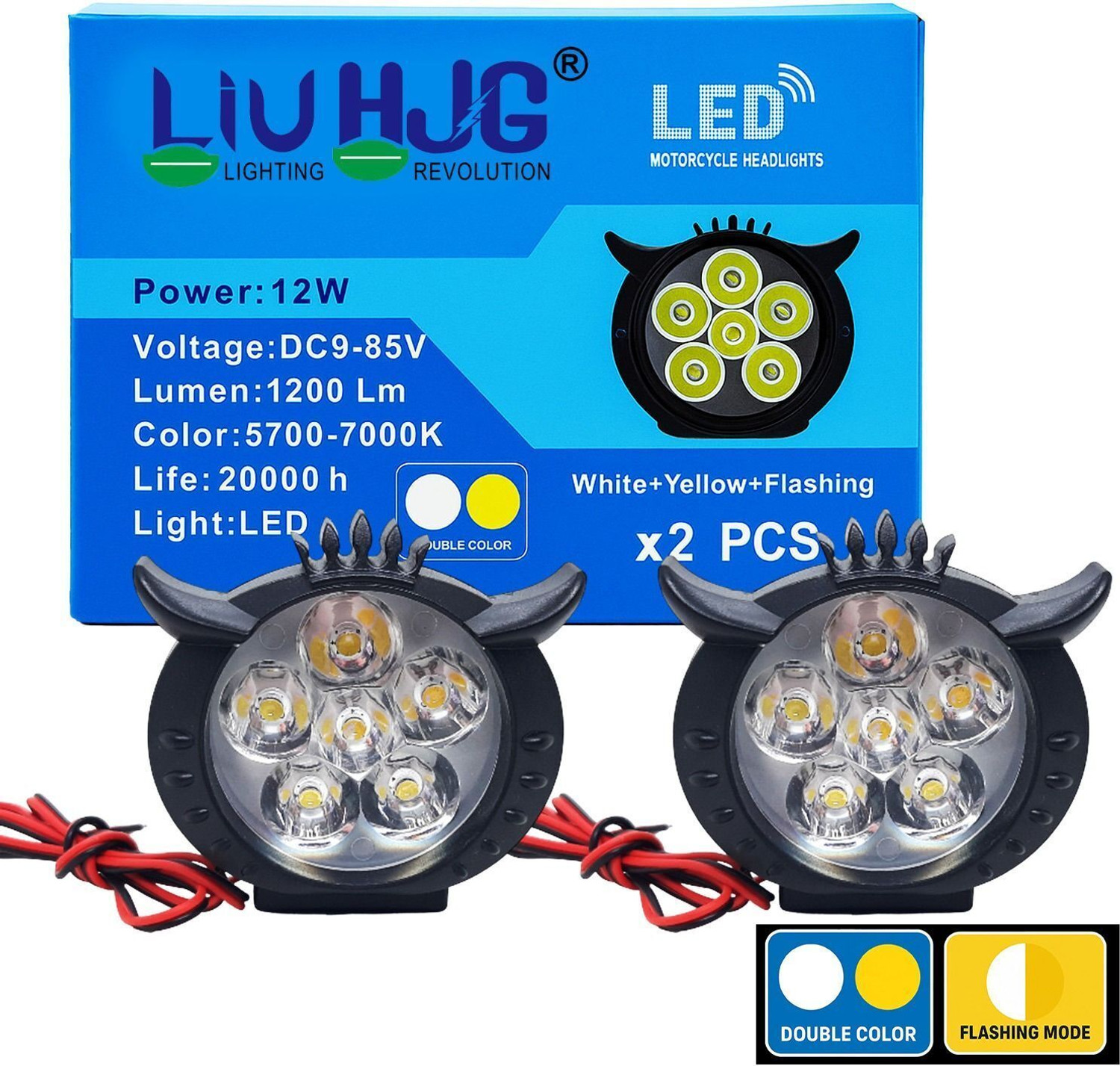 Image of LIU HJG Bright Yellow /White 12 Watt 6 LED Fog Light Fog Lamp Motorbike LED (12 V, 12 W)