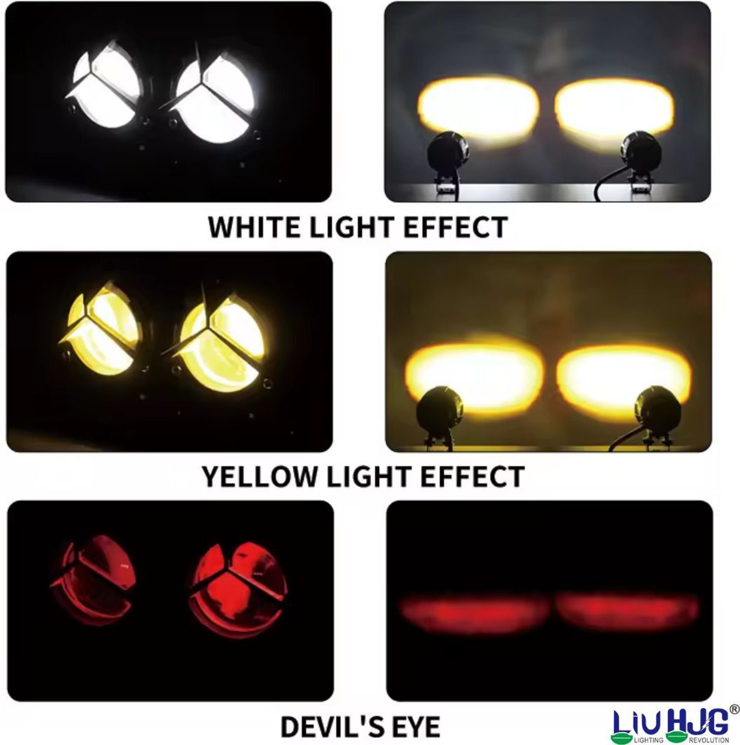 Image of LIU HJG High Bright LED Fog Light Heavy Duty Yellow /White /Red Devil Eye Light Reflection Fog Lamp Car, Motorbike, Truck, Van LED (12 V, 90 W)