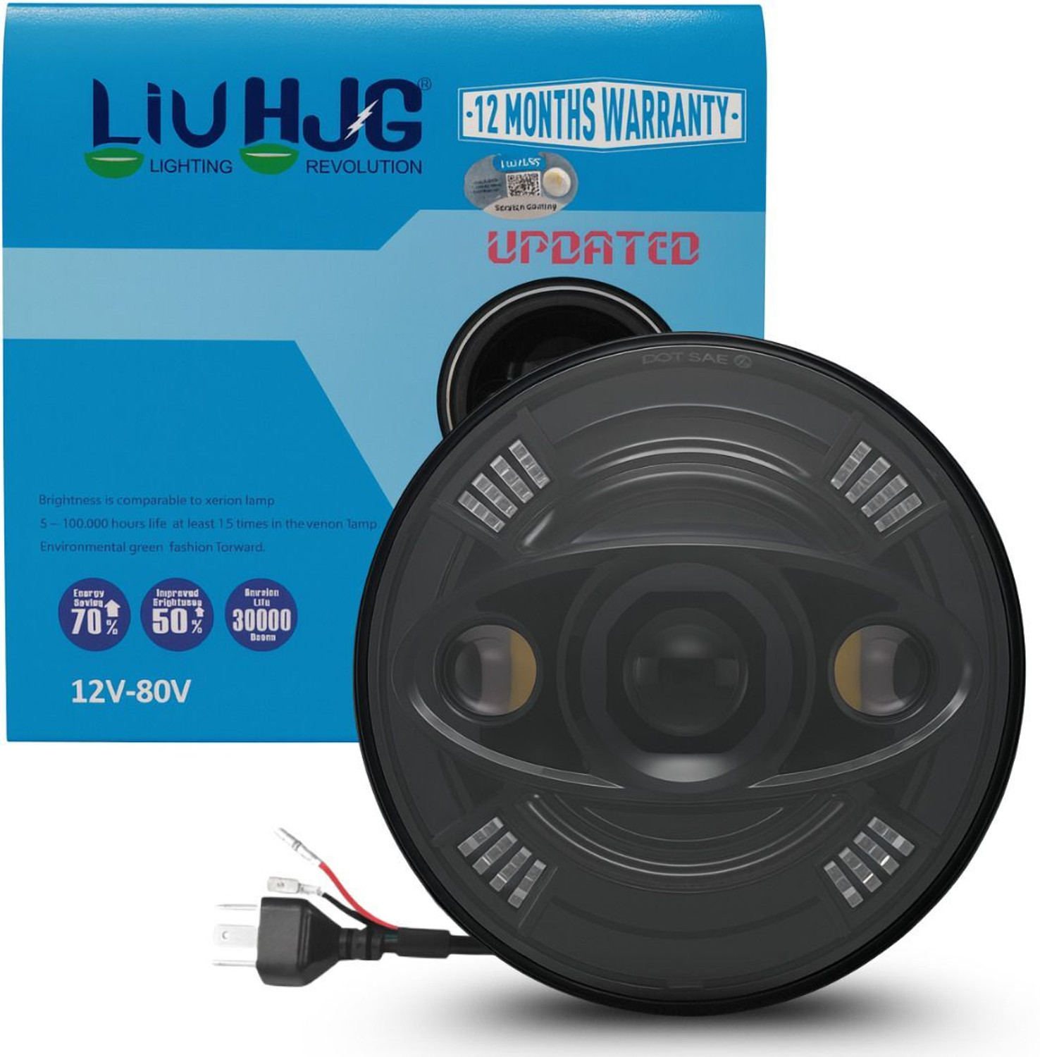 Image of LIU HJG C194 Yellow /White High /Low Beam 67W-45W 7 Inch Headlight With Yellow /White DRL Headlight Car, Motorbike, Truck, Van LED (12 V, 67 W)