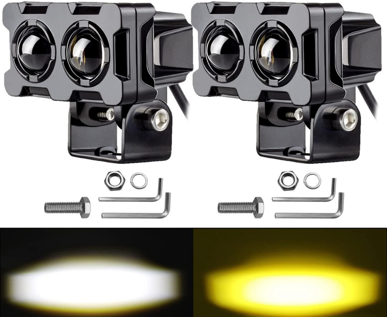 Image of Anaisha LED Fog Lights ,White and Amber Projector Light for all bikes (pack of 2) Fog Lamp Motorbike LED (12 V, 40 W)