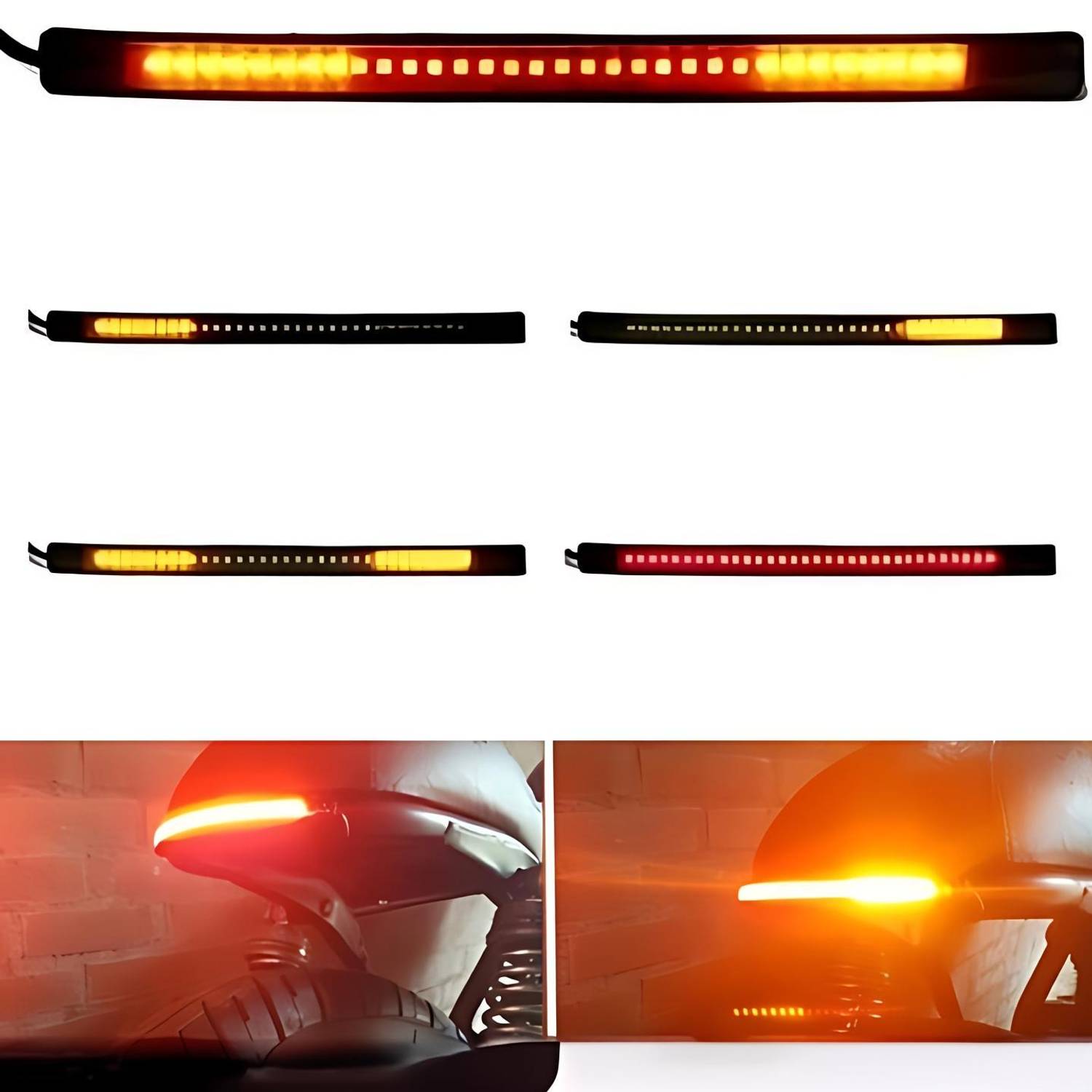 Autozap Strip Tail Brake Stop Turn Signal 32 LED 8" Flexible led Light for Motorcycle_ Indicator Light Motorbike LED (12 V, 5 W)