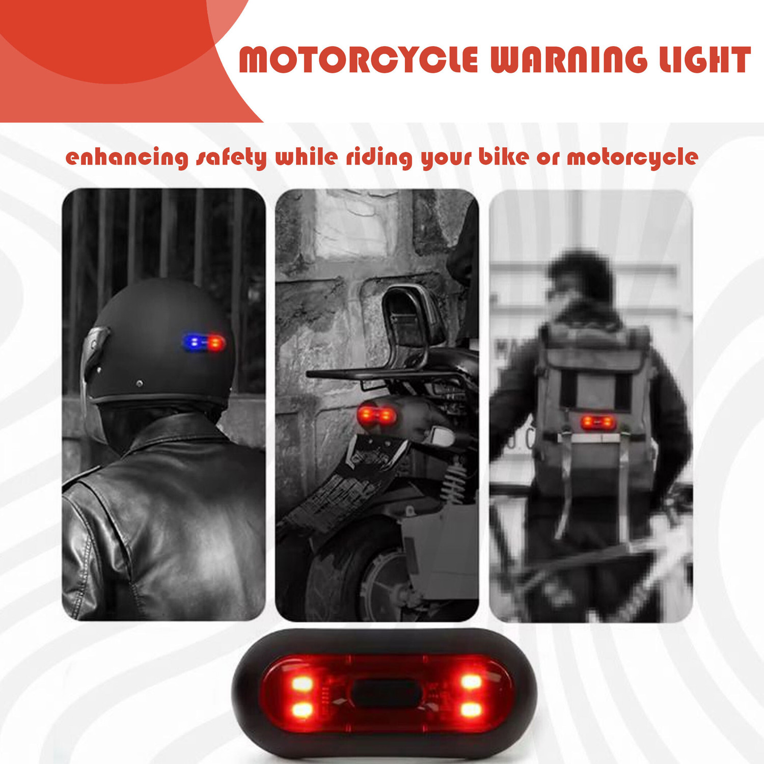 Image of Huims New-Smart Light Strip Safety Signal Warning Light Helmet Tail Light Motorbike LED (2 V, 5 W)