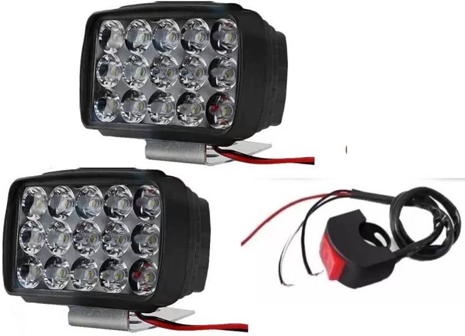 BYKING 15 LED Fog Light Lamp Waterproof with free switch Fog Lamp Motorbike, Car LED Tail Light Motorbike, Car LED (12 V, 100 W)