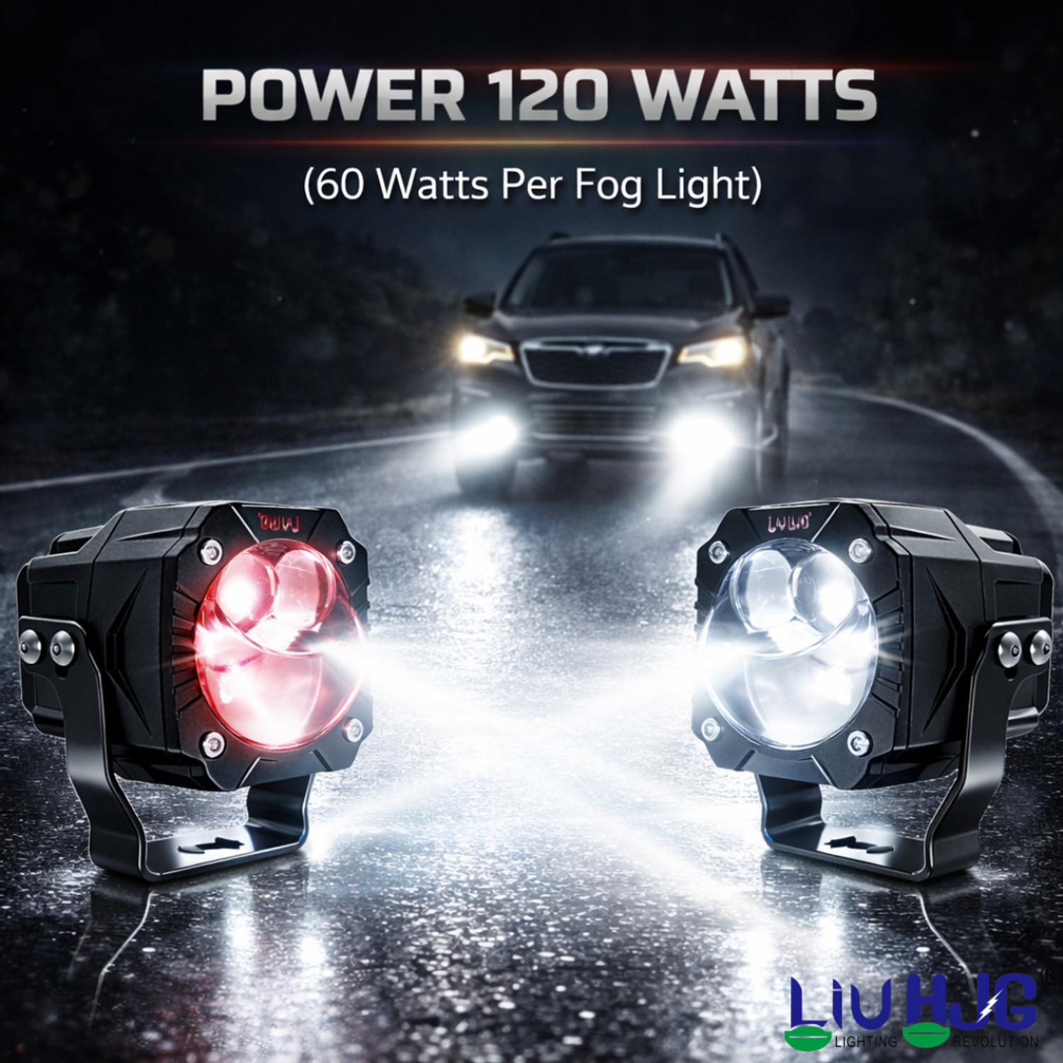 Image of LIU HJG Wiring Harness 3 Lens Goriila Waterproof & Dustproof Fog Light High Brightness Fog Lamp Bus, Car, Motorbike, Truck, Van LED (12 V, 120 W)
