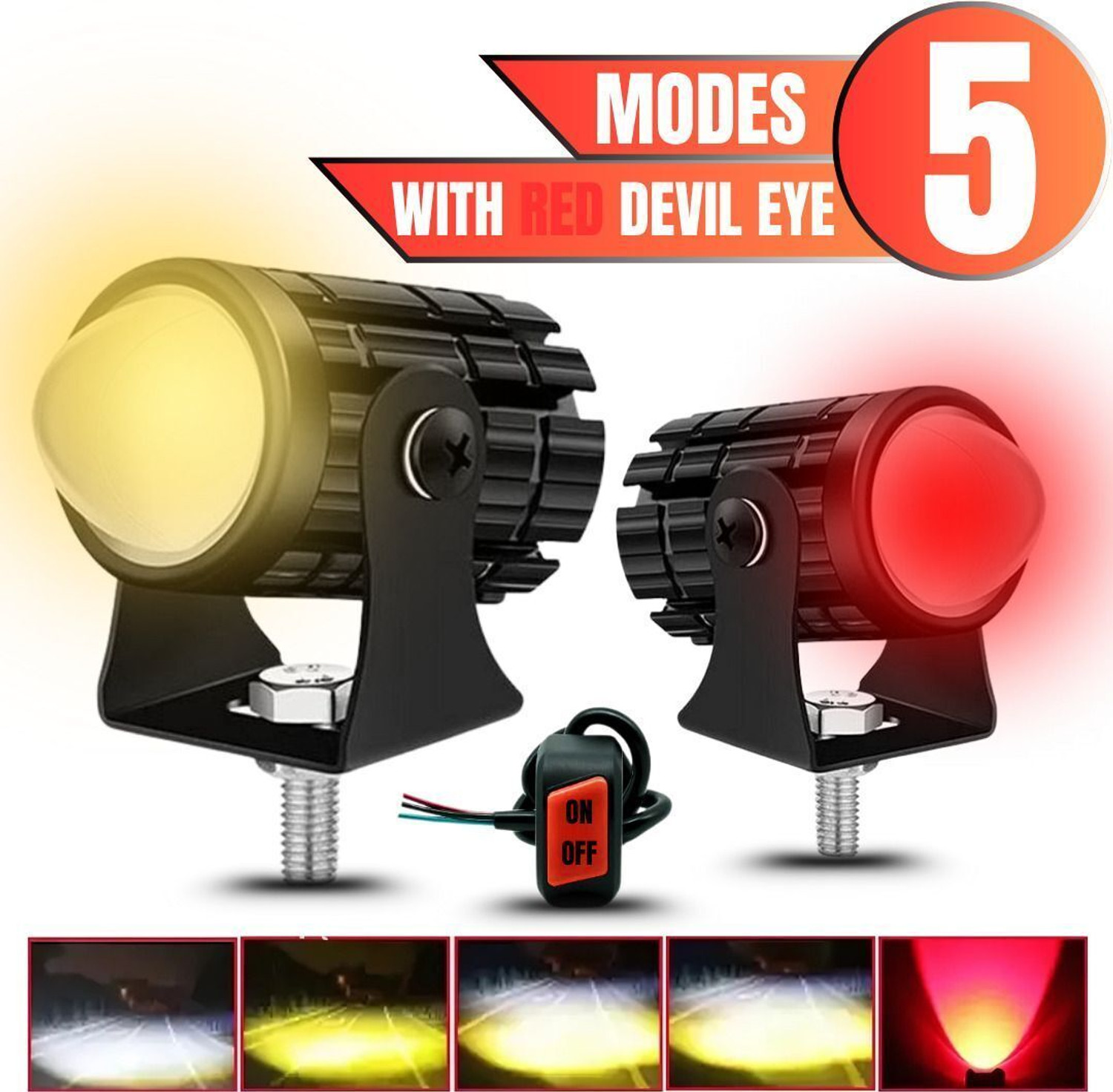Image of LIU HJG Mini LED 36 Watt Fog Light With Yellow /White Red Devil Eye Fog Lamp Car, Motorbike, Truck LED (9 V, 36 W)
