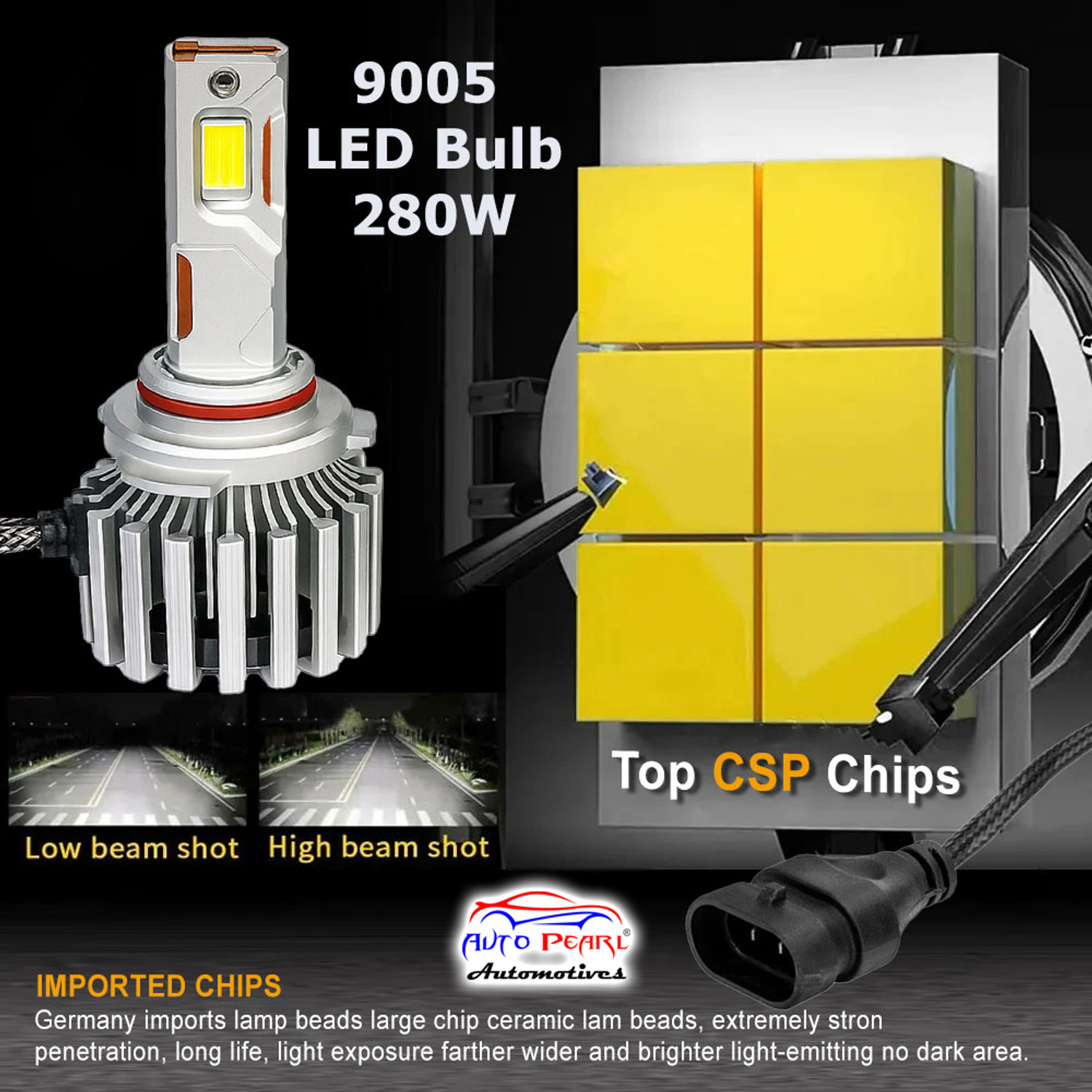 Image of AUTO PEARL 2-Side 9005 /HB3 LED Bulb for Car 280W-12V 18000LM 6000K Ultra White light B52 Headlight Car LED for Hyundai (12 V, 280 W)