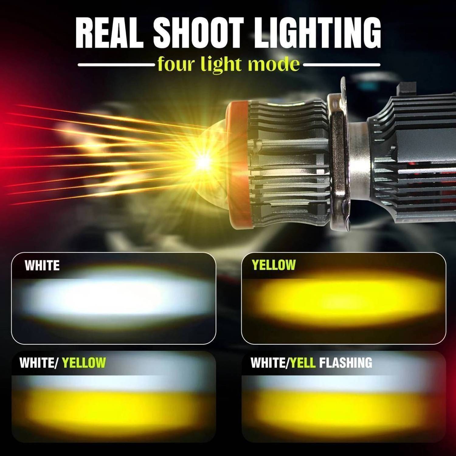WESSER H4 White/Yellow LED Headlight for Motorbike - Image 5