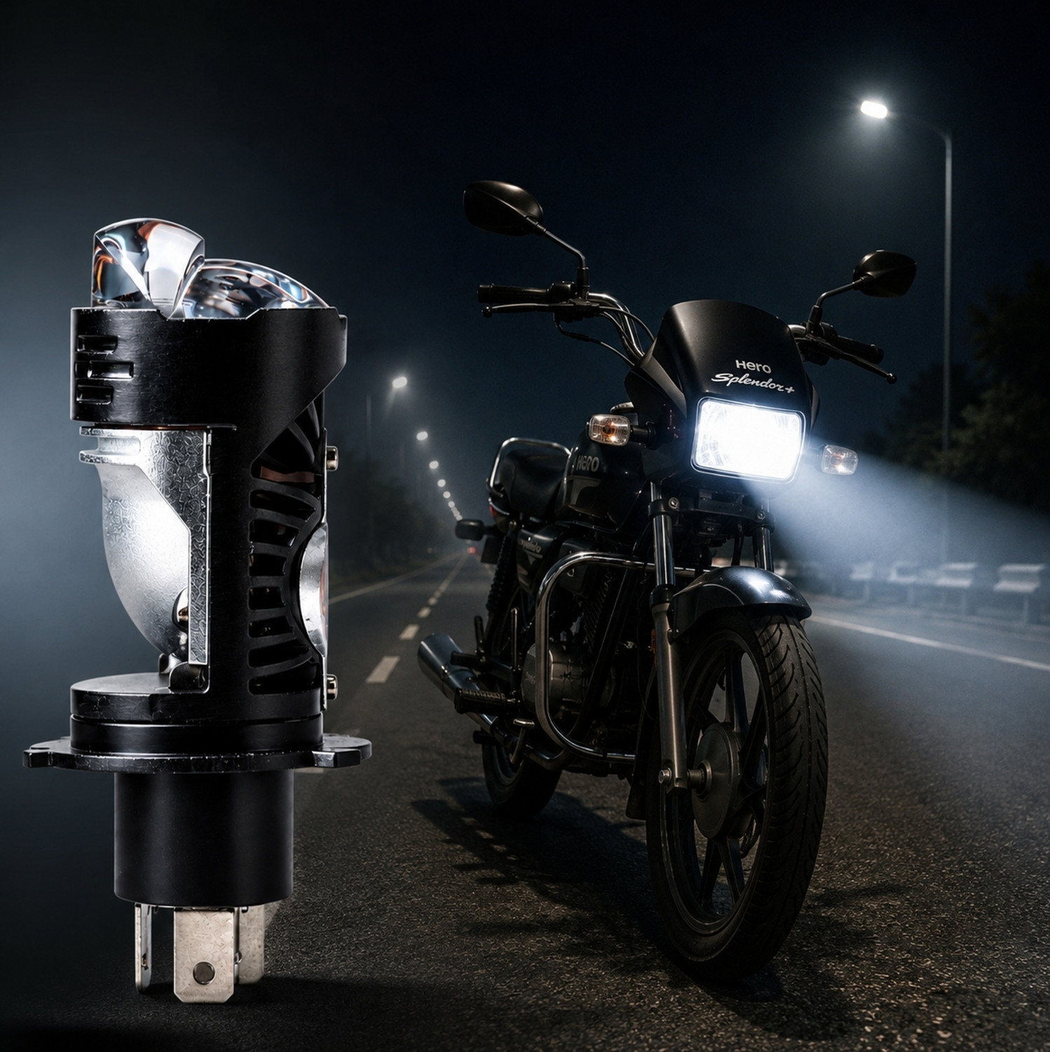 Image of BIKEBLOOM H4 socket led projector lens White led colour for all motorbikes(pack of 1pc) Headlight Car, Motorbike LED (12 V, 150 W)