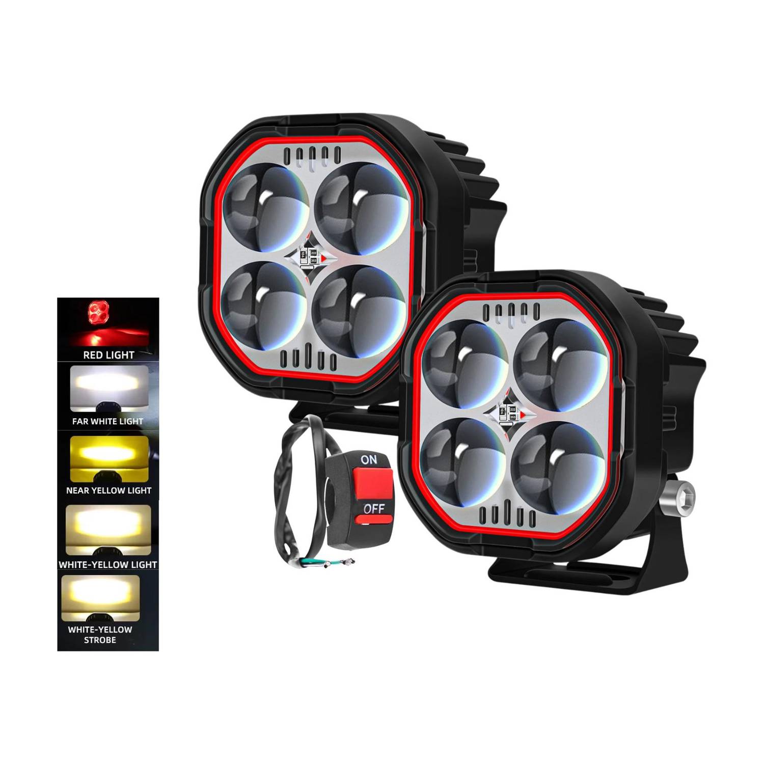 aksmit 4 Lens LED Light Double Beam Fog Lamp Motorbike, Car, Van, Truck LED (12 V, 40 W)