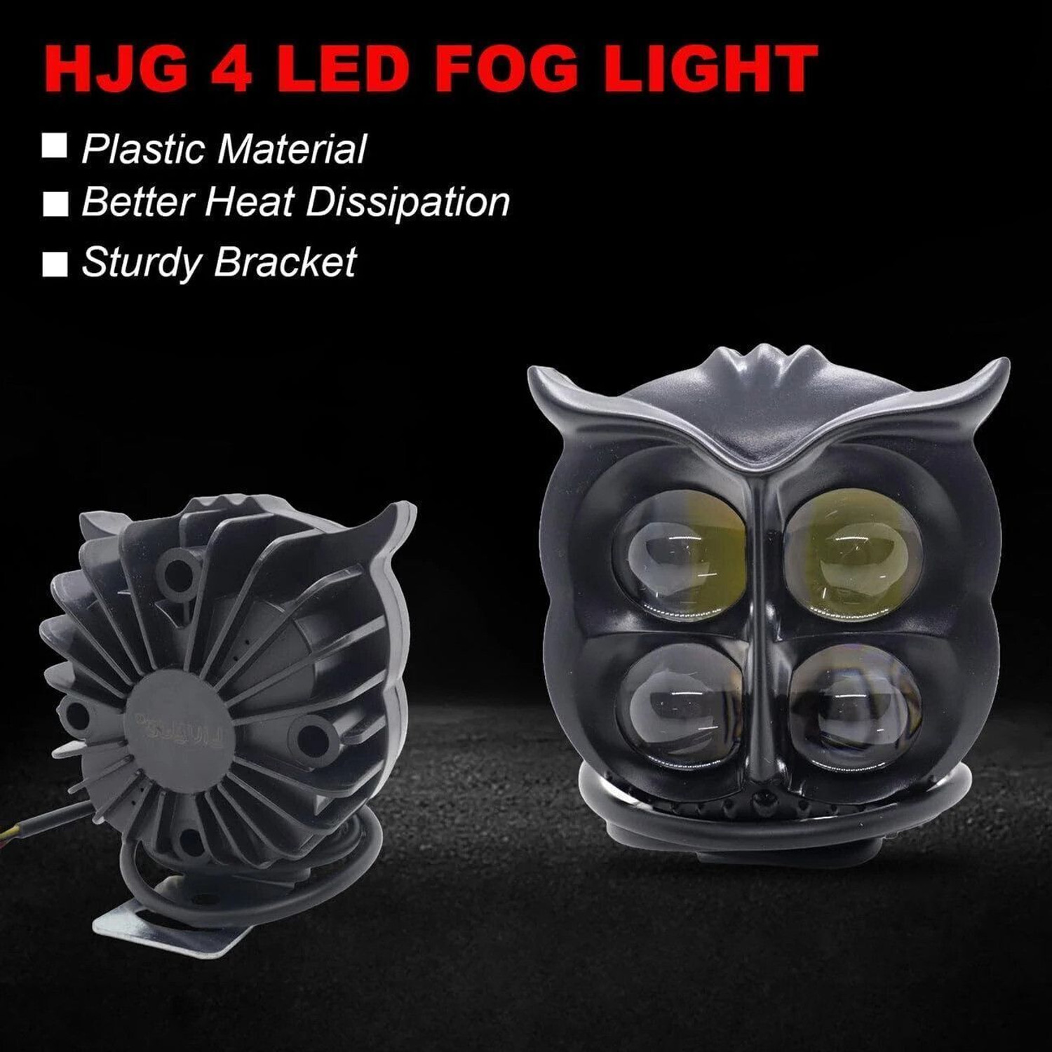 Image of LIU HJG Yellow /White 50 Watt Owl Fog Light With Red Devil Eye Fog Lamp Car, Motorbike, Truck LED (12 V, 50 W)