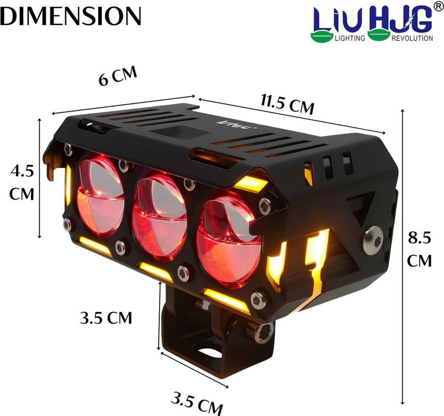 Image of LIU HJG Super Bright Yellow /White 240 Watt Fog Light With Devil Eye & DRL Feature Fog Lamp Car, Motorbike, Truck, Van LED (12 V, 240 W)