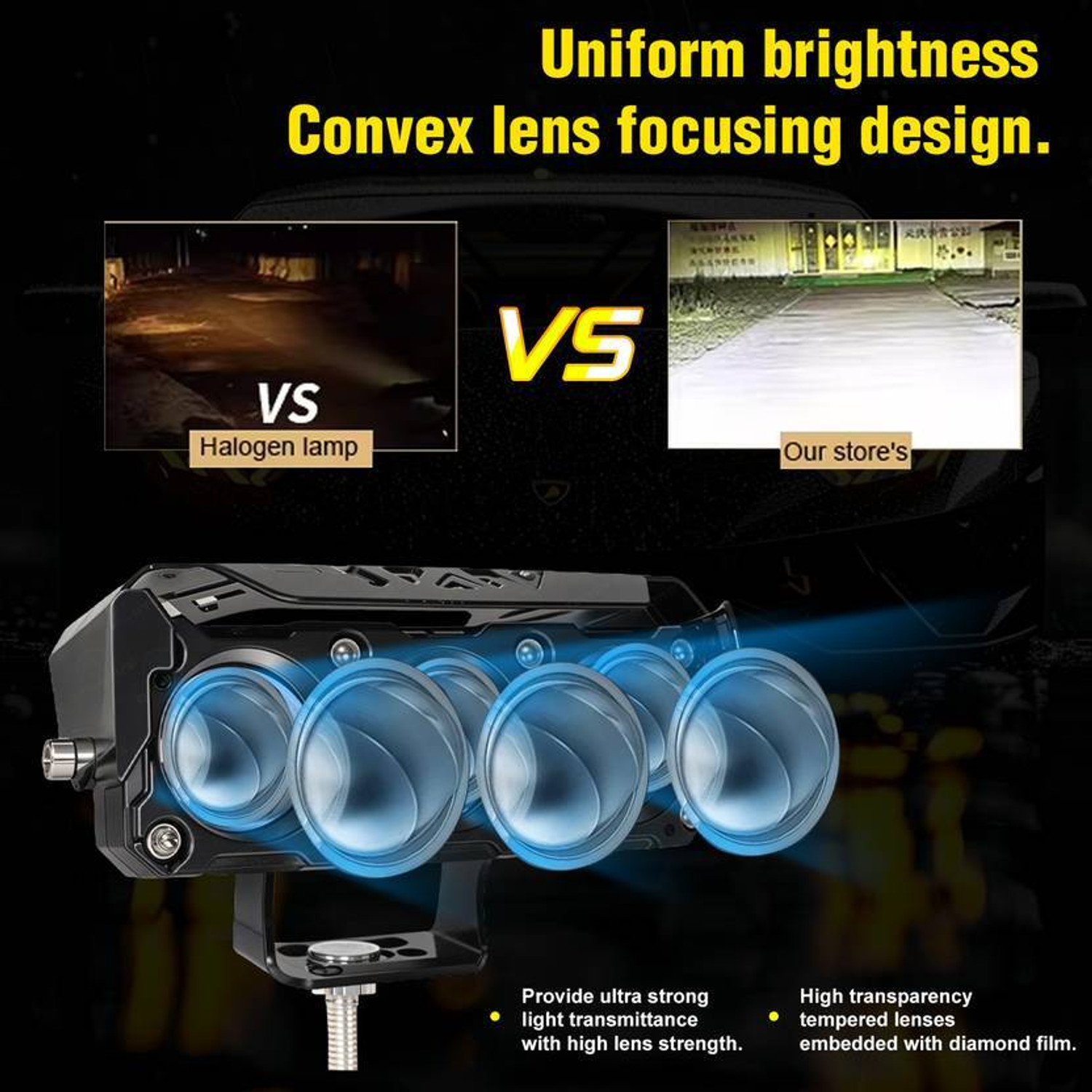 Image of TRYFLY TY-26 Universal 3-Lens LED Fog Lights Yellow /White Color Fog Lamp Car, Motorbike, Truck, Van LED (12 V, 60 W)