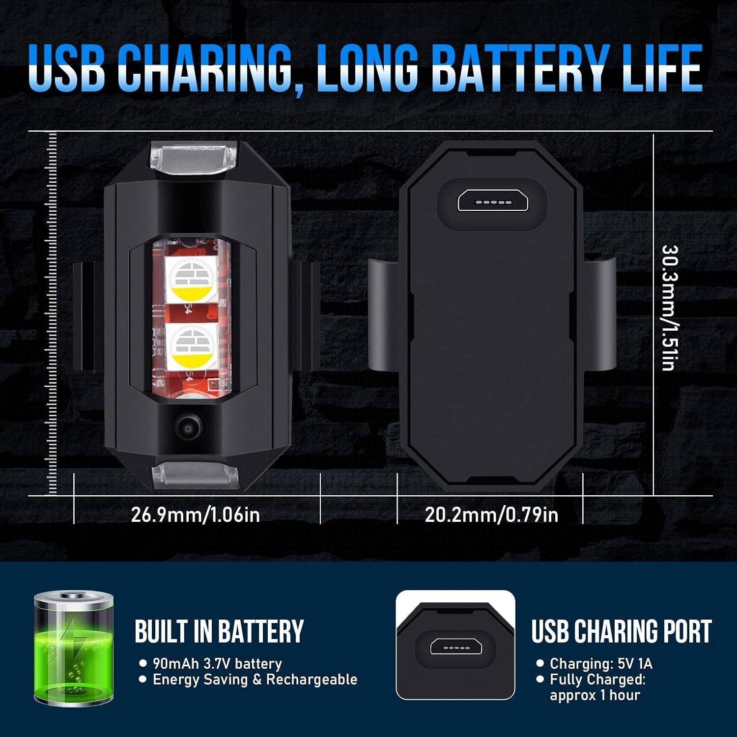 Favoto 7 Color Strobe Lights with USB Charging - Image 4