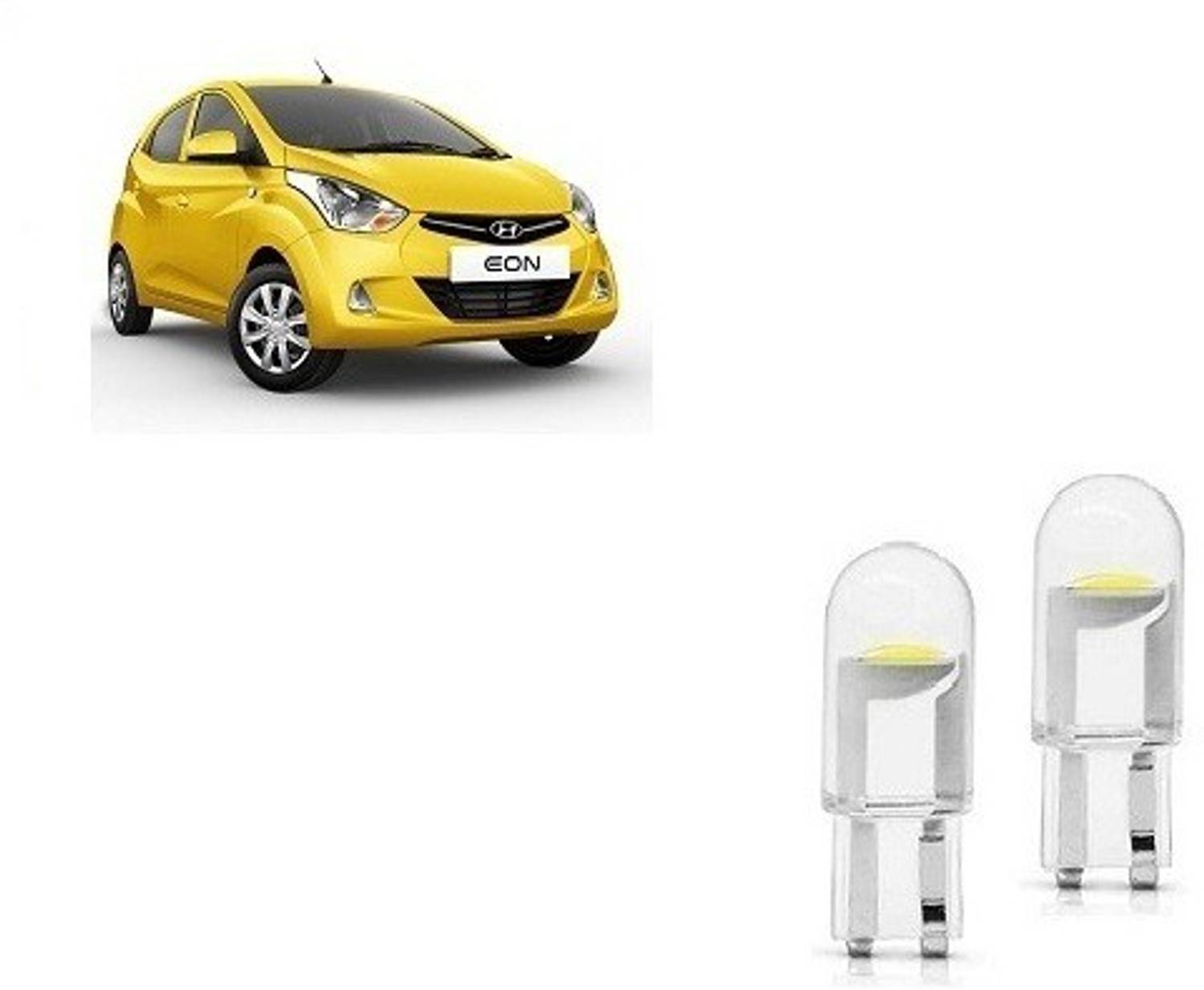 After cars T10 Led Parking Bulb Bright Indicator Bulb (White) (Set of 2) For Eon Parking Light Car LED for Hyundai (12 V, 1 W)