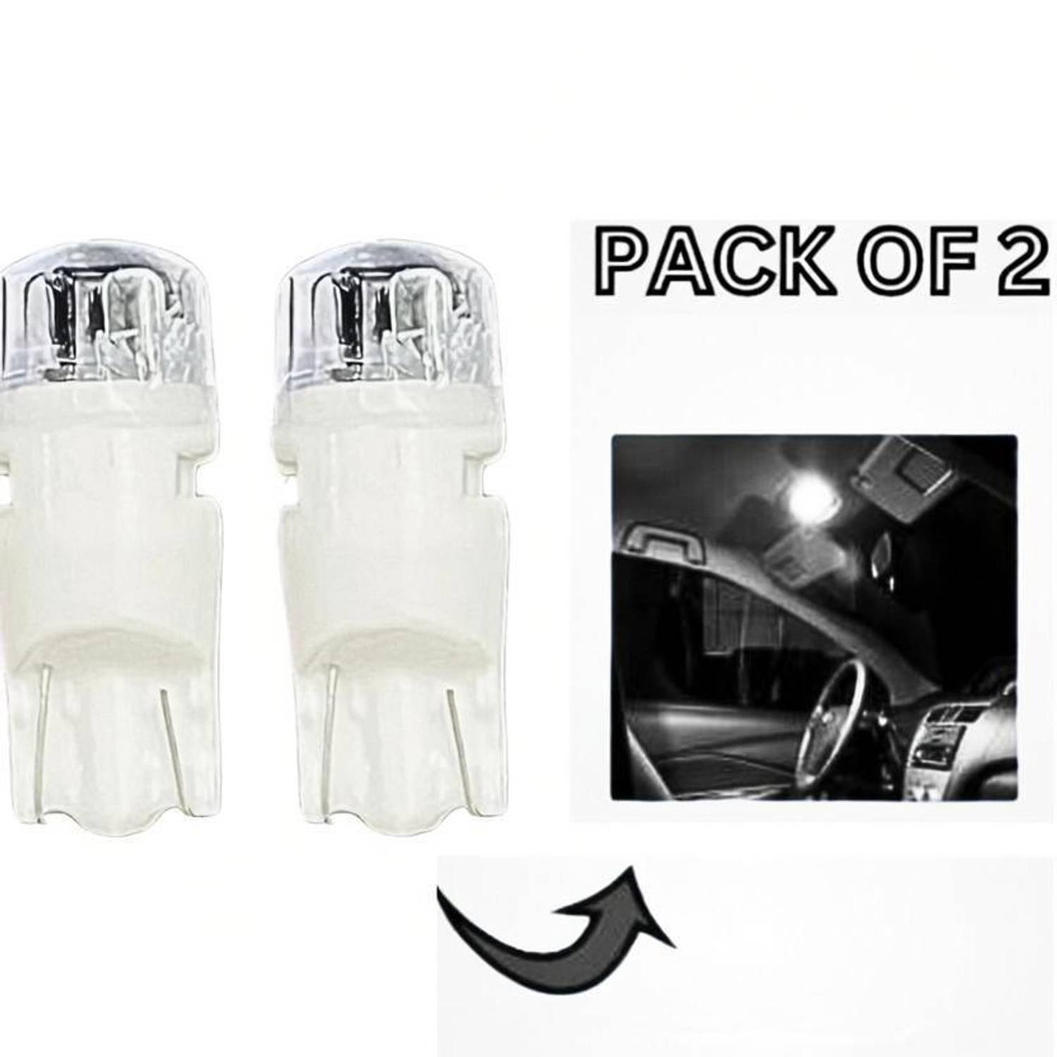 Autozap T10 2 SMD White LED Roof Light Bulb Dash Light Car, Motorbike, Van LED for Tata, Maruti Suzuki (12 V, 1 W)