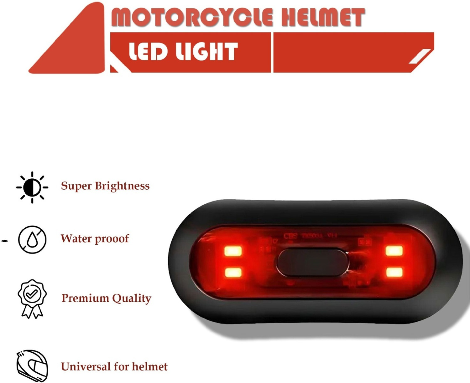 Image of Huims New-Smart Light Strip Safety Signal Warning Light Helmet Tail Light Motorbike LED (2 V, 5 W)