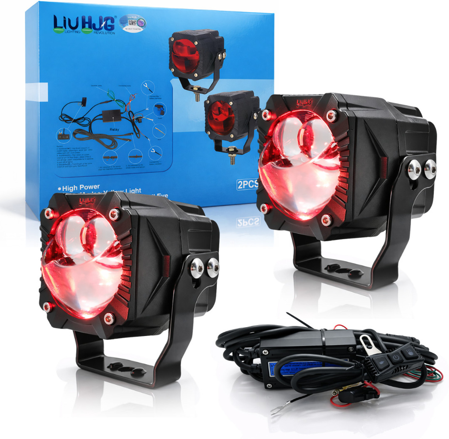 Image of LIU HJG Wiring Harness 3 Lens Goriila Waterproof & Dustproof Fog Light High Brightness Fog Lamp Bus, Car, Motorbike, Truck, Van LED (12 V, 120 W)