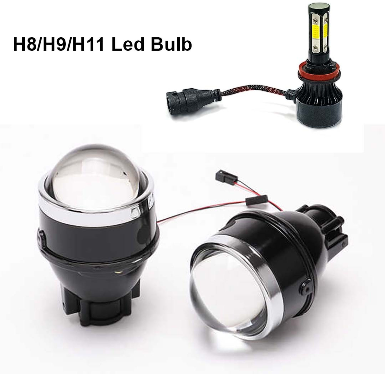 Image of AUTO PEARL Metal 3 Inch Bi-Xenon Fog Light Projector Lens H8 H9 H11 HID Led Bulb A038 Fog Lamp Car LED for Maruti Suzuki (12 V, 35 W)
