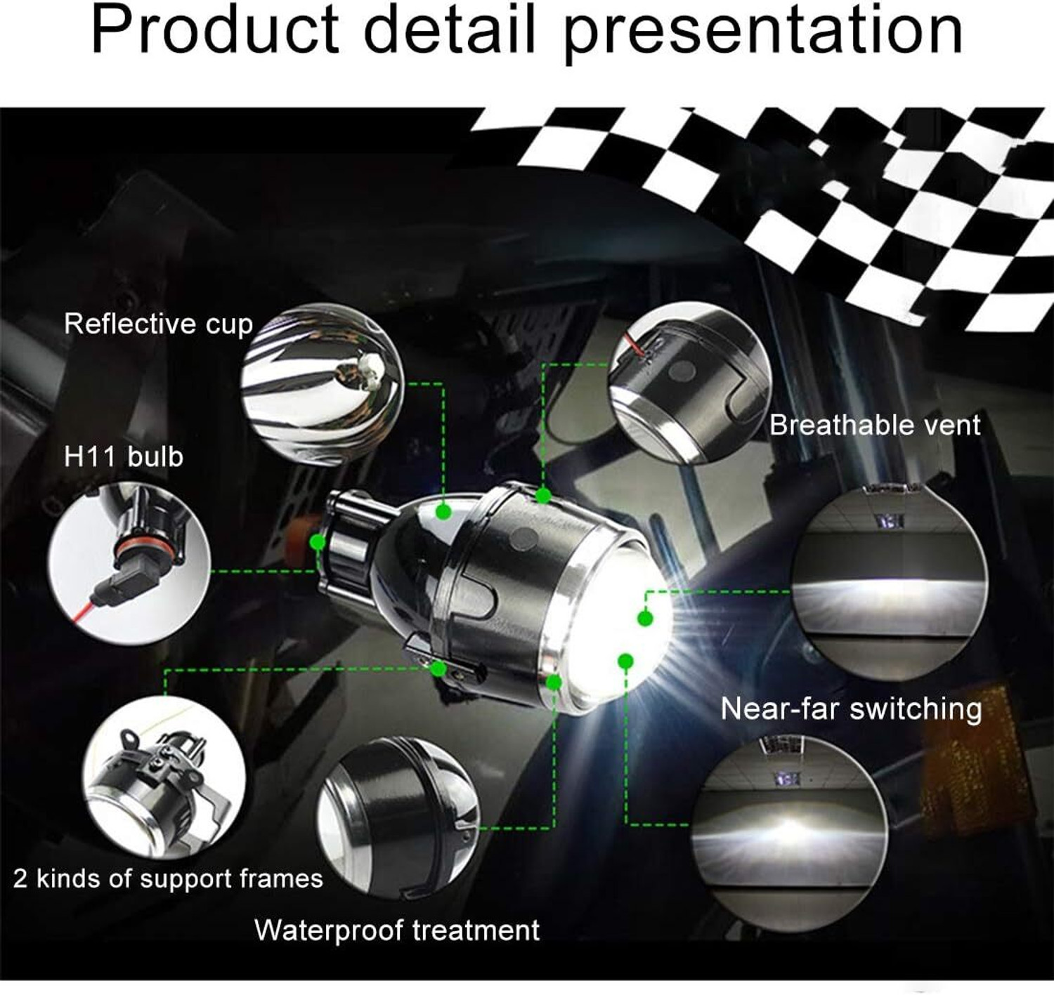 Image of AUTO PEARL Metal 3 Inch Bi-Xenon Fog Light Projector Lens H8 H9 H11 HID Led Bulb A038 Fog Lamp Car LED for Maruti Suzuki (12 V, 35 W)