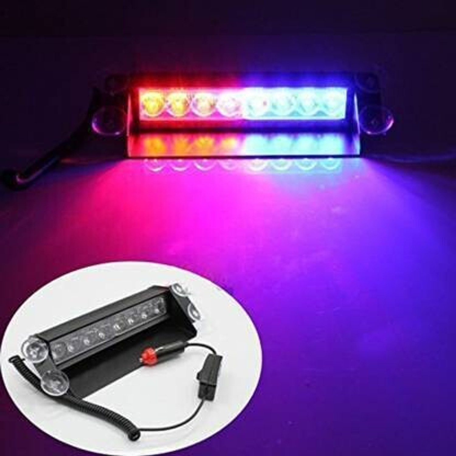 Image of Gadiparts 8 LED Police Car Flashing Lights for Bolero Fog Lamp Car LED for Mahindra (12 V, 35 W)
