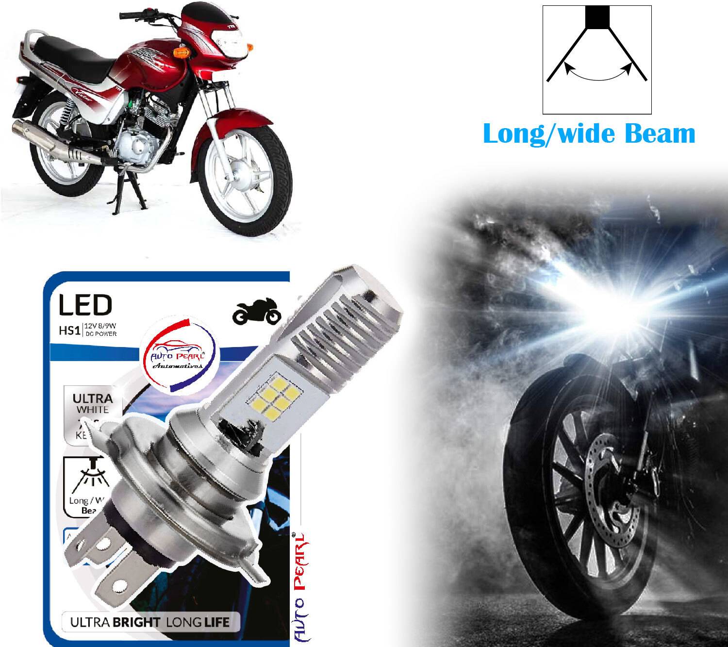 AUTO PEARL 2-Side 12Led Chips Motorcycle Bulb 7500K-12V-9W wide Beam Ultra Bright White E71 Headlight Motorbike LED for TVS (12 V, 9 W)
