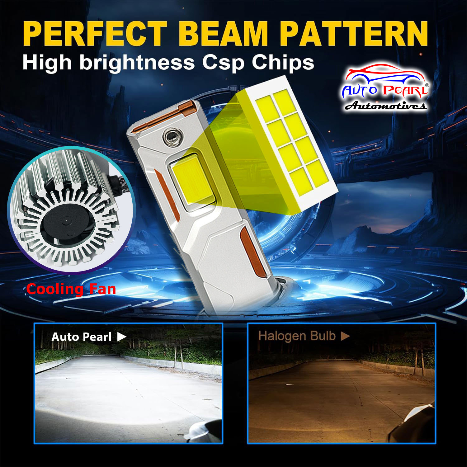 Image of AUTO PEARL 2-Side 9005 /HB3 LED Bulb for Car 280W-12V 18000LM 6000K Ultra White light B52 Headlight Car LED for Hyundai (12 V, 280 W)