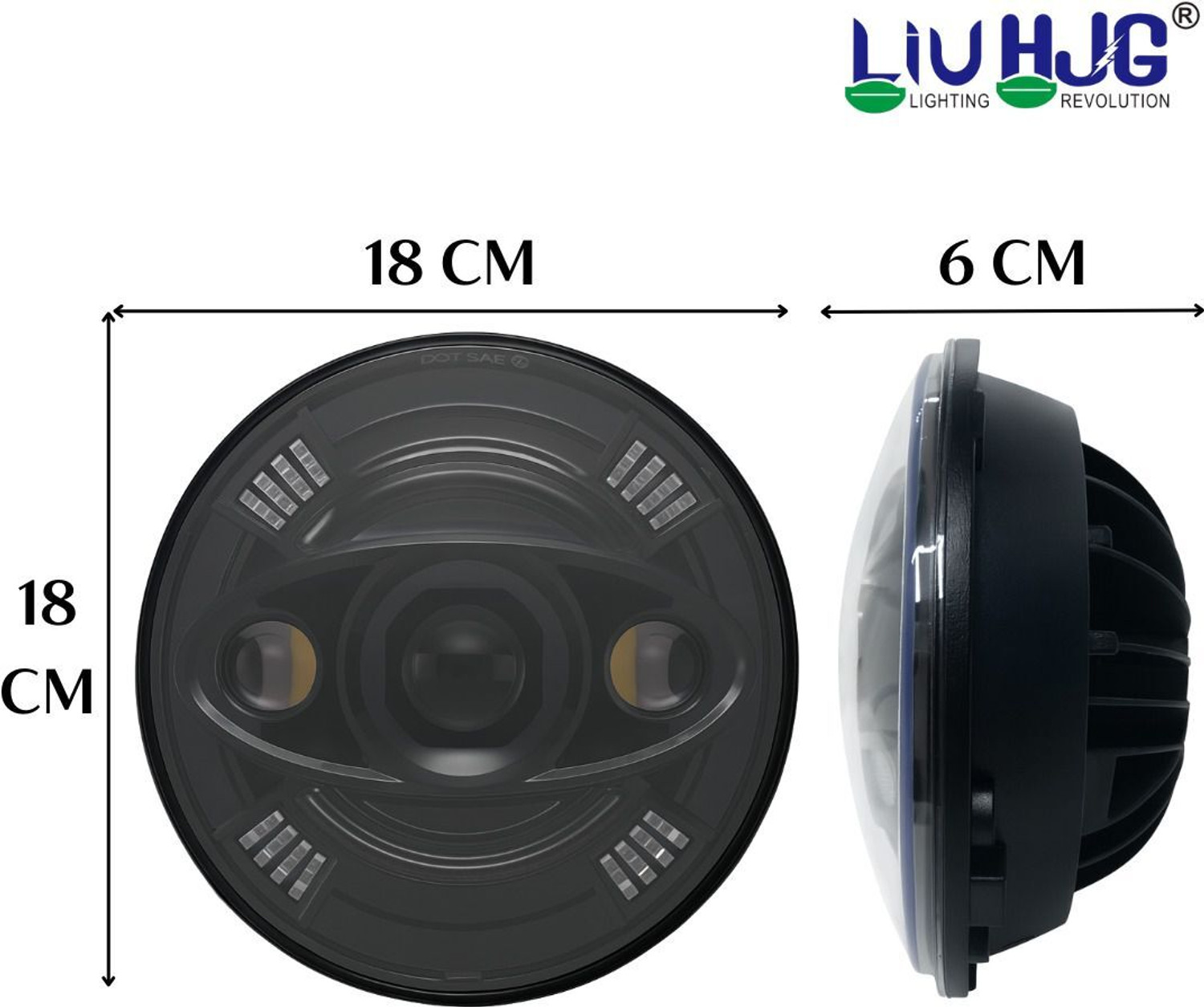 Image of LIU HJG C194 Yellow /White High /Low Beam 67W-45W 7 Inch Headlight With Yellow /White DRL Headlight Car, Motorbike, Truck, Van LED (12 V, 67 W)