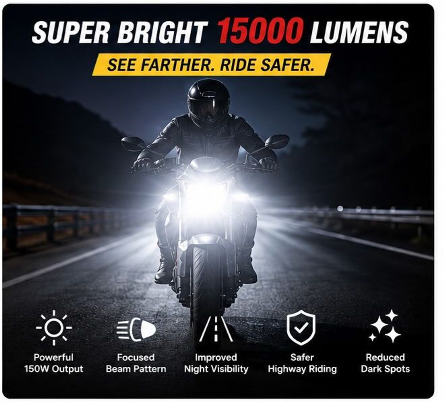 Image of Amrut Allan H4LED Headlight Bulb For Motorcycle & Scooter Super Bright White Light Headlight Motorbike LED (12 V, 150 W)