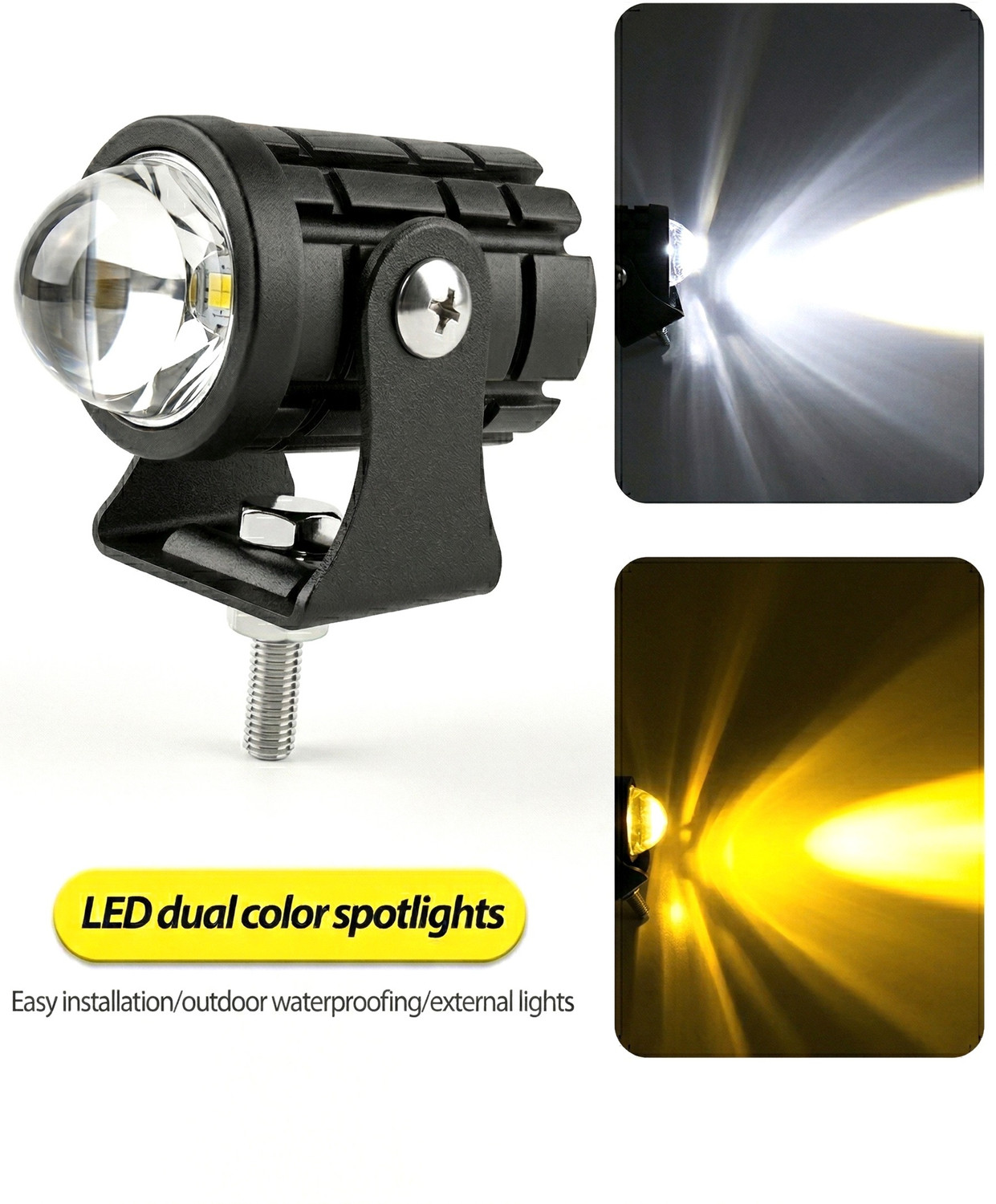 Image of MAURIZEN Universal Fit Bike Fog Light Yellow & White Fog Lamp Motorbike LED for KTM, Yamaha, Bajaj, Hero, Honda, TVS (12 V, 10 W)