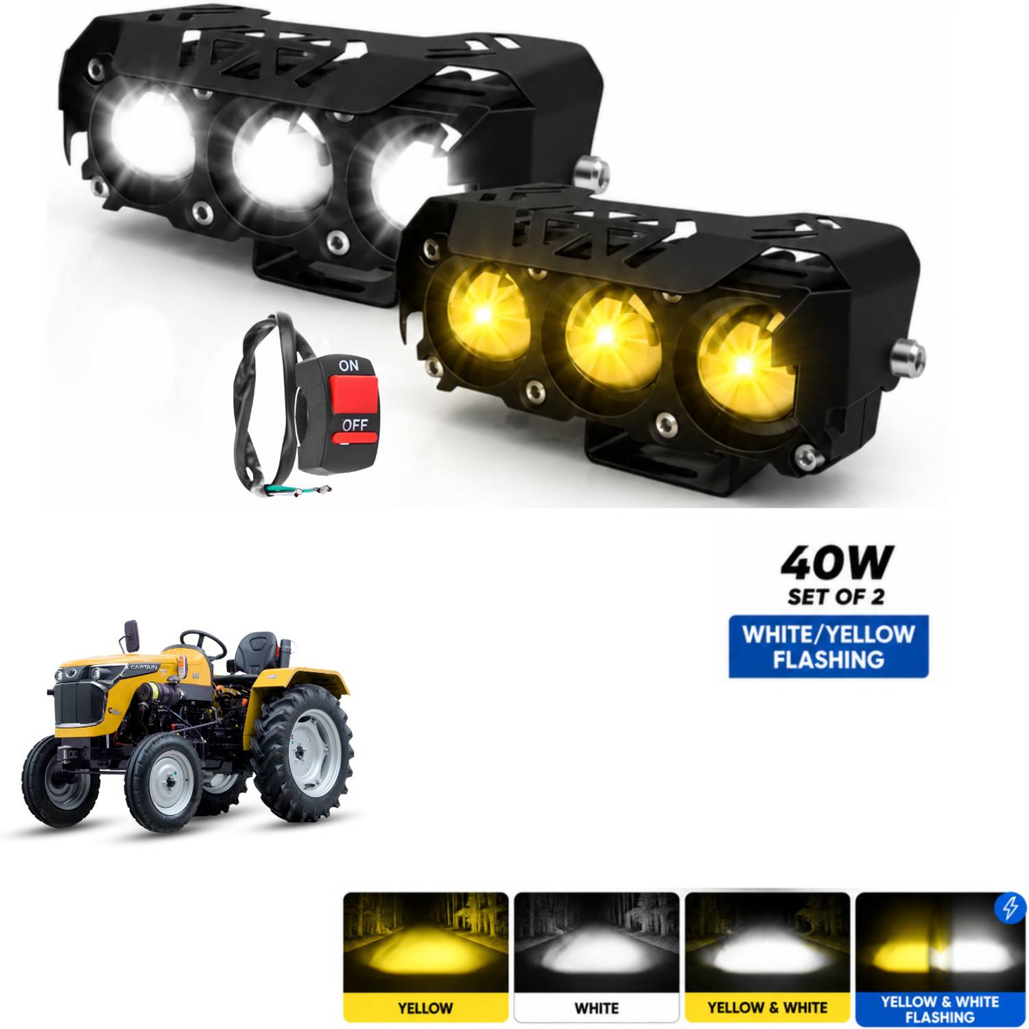 Rhtdm 12V 40W Fog Light Projector for ATVs, UTVs, Tractors - Image 1
