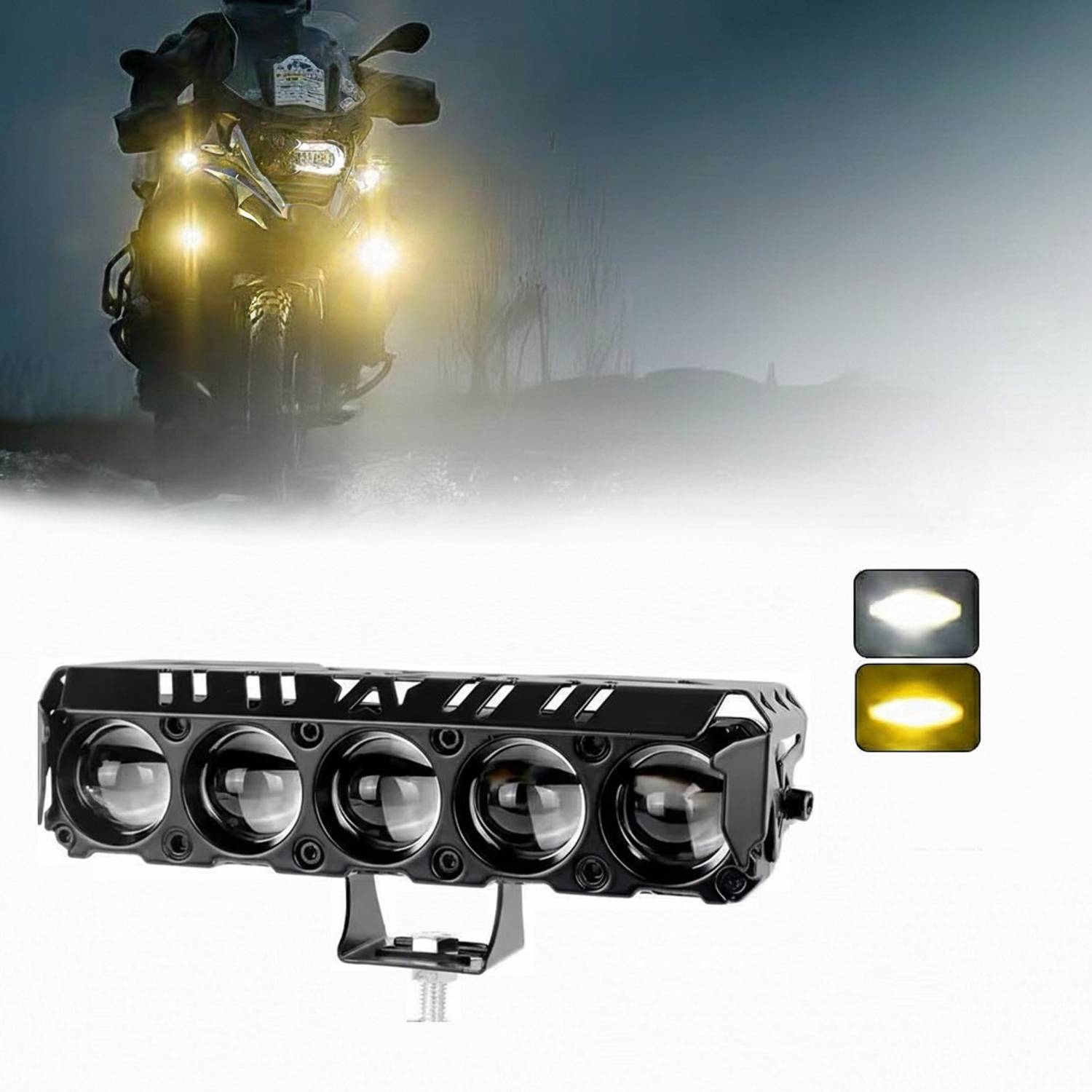 AutoBizarre 12V 5 LED Headlight Fog Lamp Led Projector Yellow White Metal Body Spotlight Fog Lamp Motorbike, Car, Van, Truck LED (12 V, 24 W)