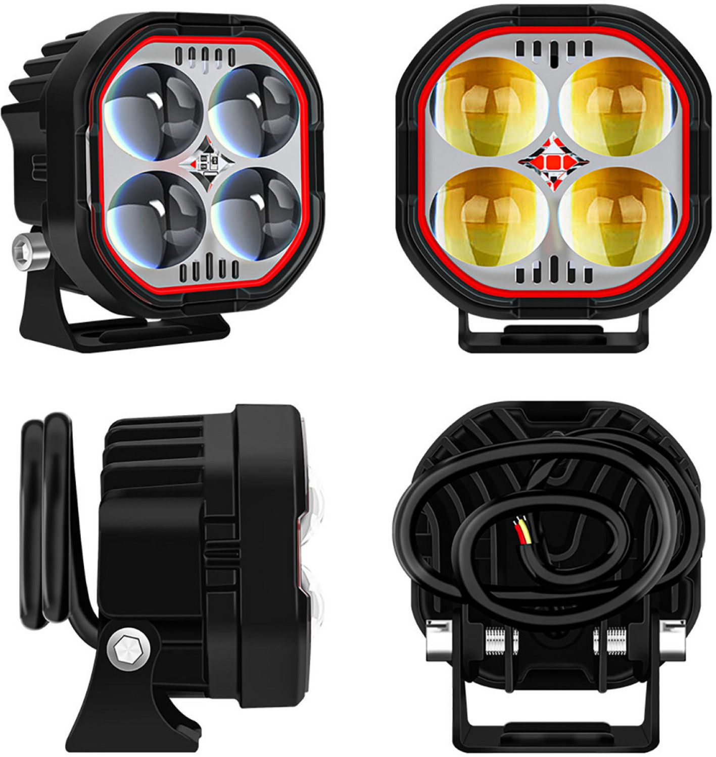 Image of Rhtdm 4 LED Universal Projector Light for Bike Original Fog Light for Bike And Car Fog Lamp Bus, Car, Motorbike, Truck, Van LED (12 V, 49 W)