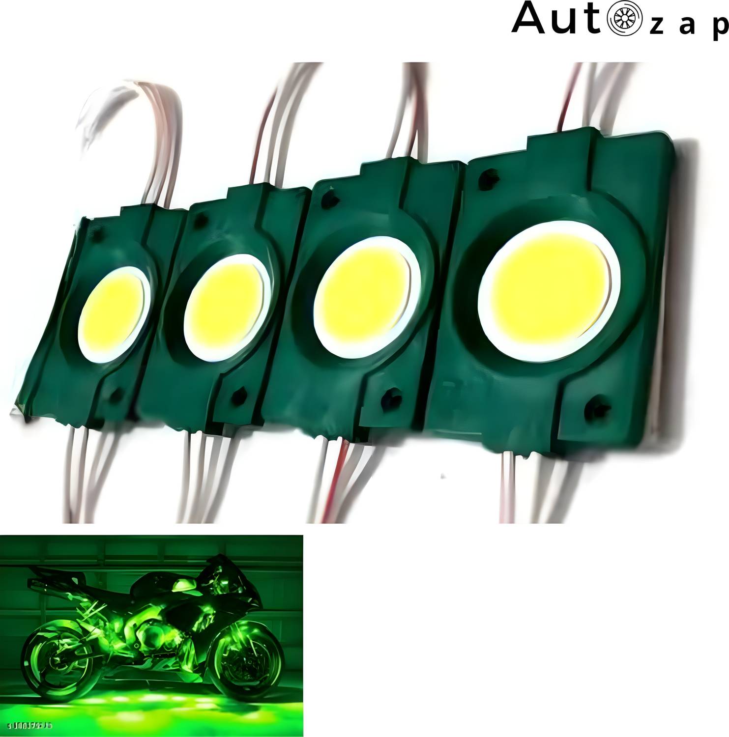 Autozap 4 Pcs Green Car Motorcycle Under glow Led Module Strip Light Dash Light Car, Motorbike, Truck, Van LED (12 V, 3 W)