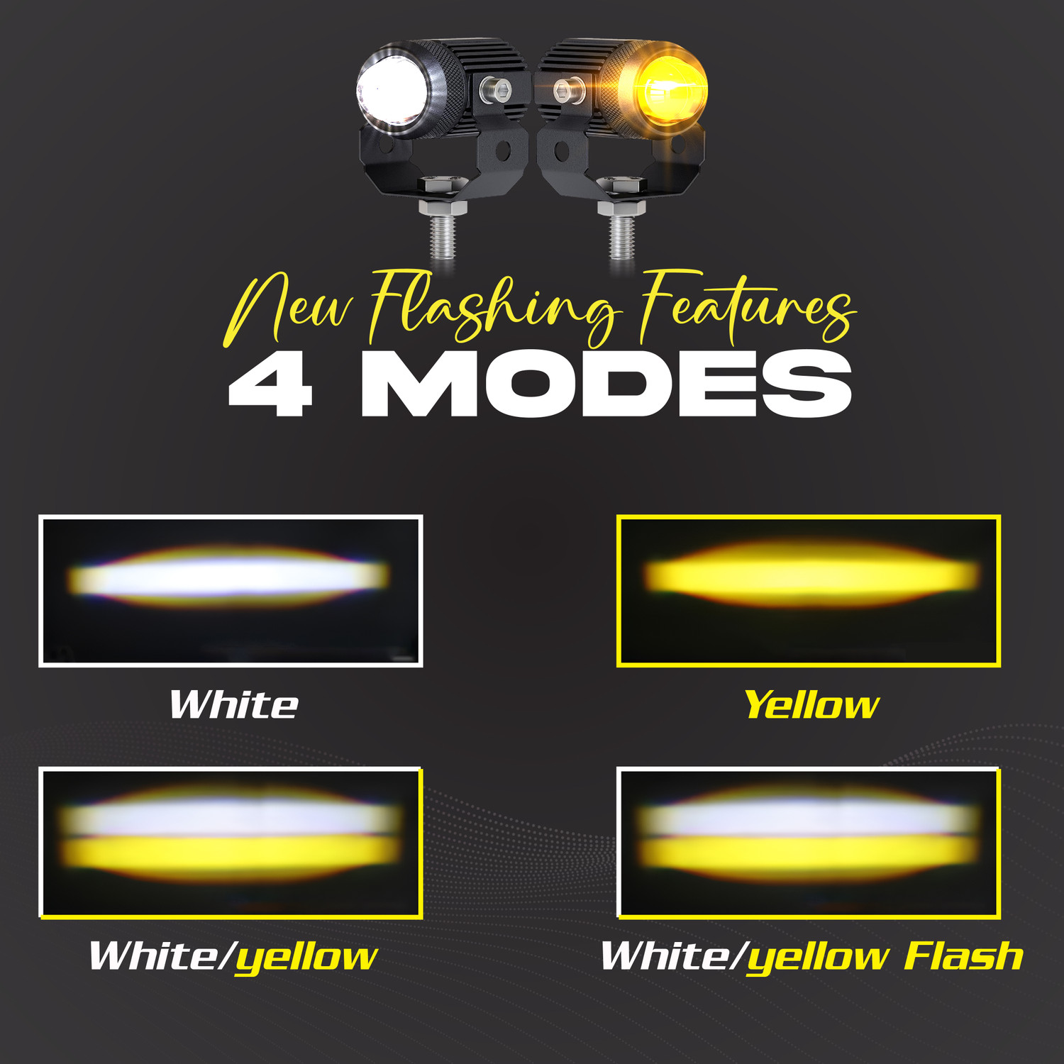 Image of MIKANIX LED Fog Light with Flashing Mode | Dual Color White & Yellow | High / Low Beam Fog Lamp Motorbike, Car LED (12 V, 30 W)