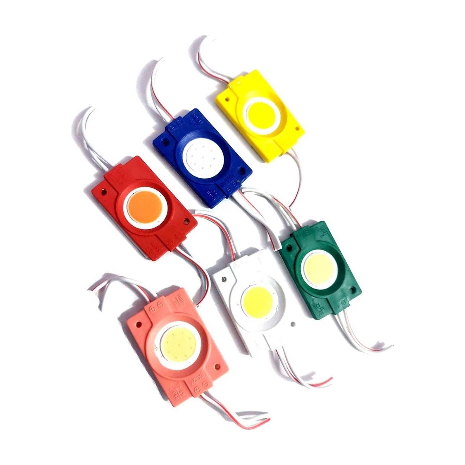 Average (1 Pc Each Red Yellow Blue Green Pink White) 6 Pcs 12V 2.4W DC Coin Module LED Interior Light Motorbike, Car, Truck, Van LED (2.4 V, 12 W)
