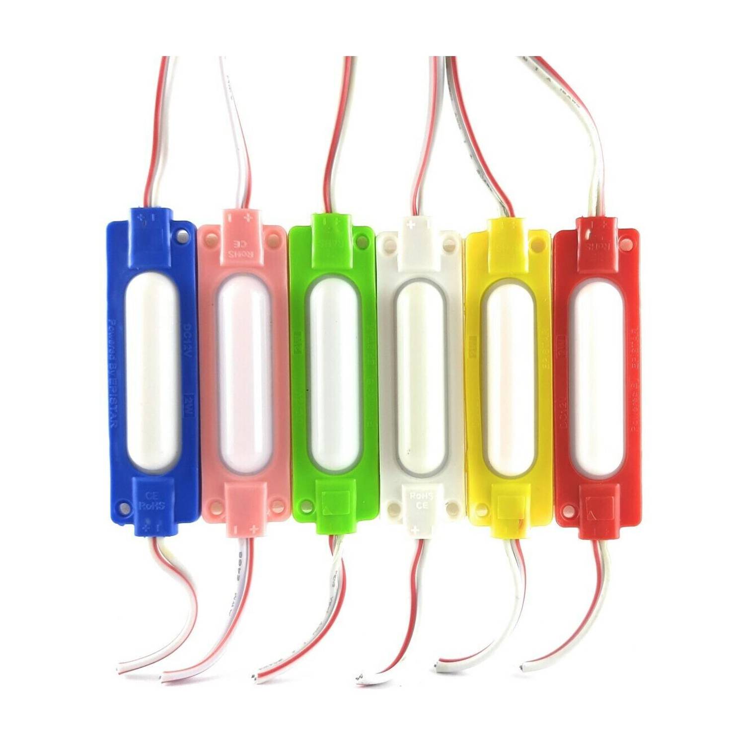Average (1 Piece each Colour) - 2.4W Capsule LED Water-Proof Self Adhesive Module Interior Light Motorbike, Car, Truck, Van LED (2.4 V, 12 W)