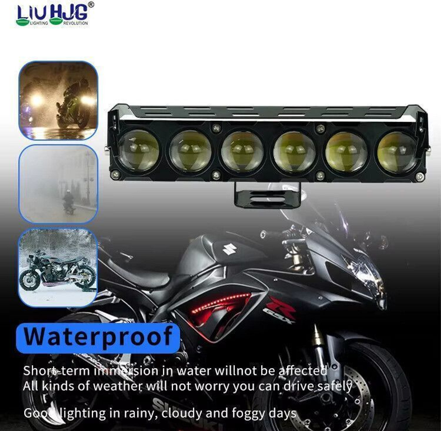 Image of LIU HJG Yellow /White LED 40+40 Watt Fog Light With Devil Eye Fog Lamp Car, Motorbike, Truck, Van LED (12 V, 80 W)