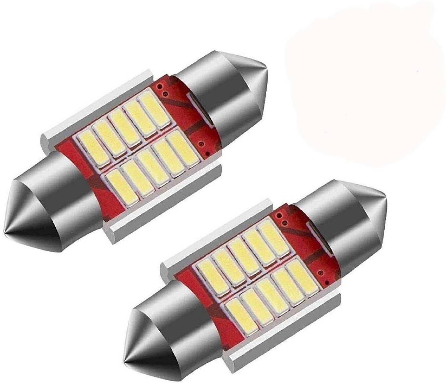 carfrill Car Interior, Roof Led Light with Festoon Holder (5W) for All Cars (White, 2 pcs) Interior Light Car LED (12 V, 5 W)