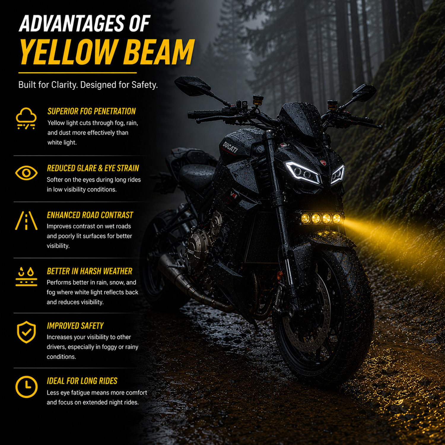 Image of automunk 4 Lens LED Driving Light for Bike Car White Yellow Beam Fog Lamp Motorbike LED (12 V, 40 W)