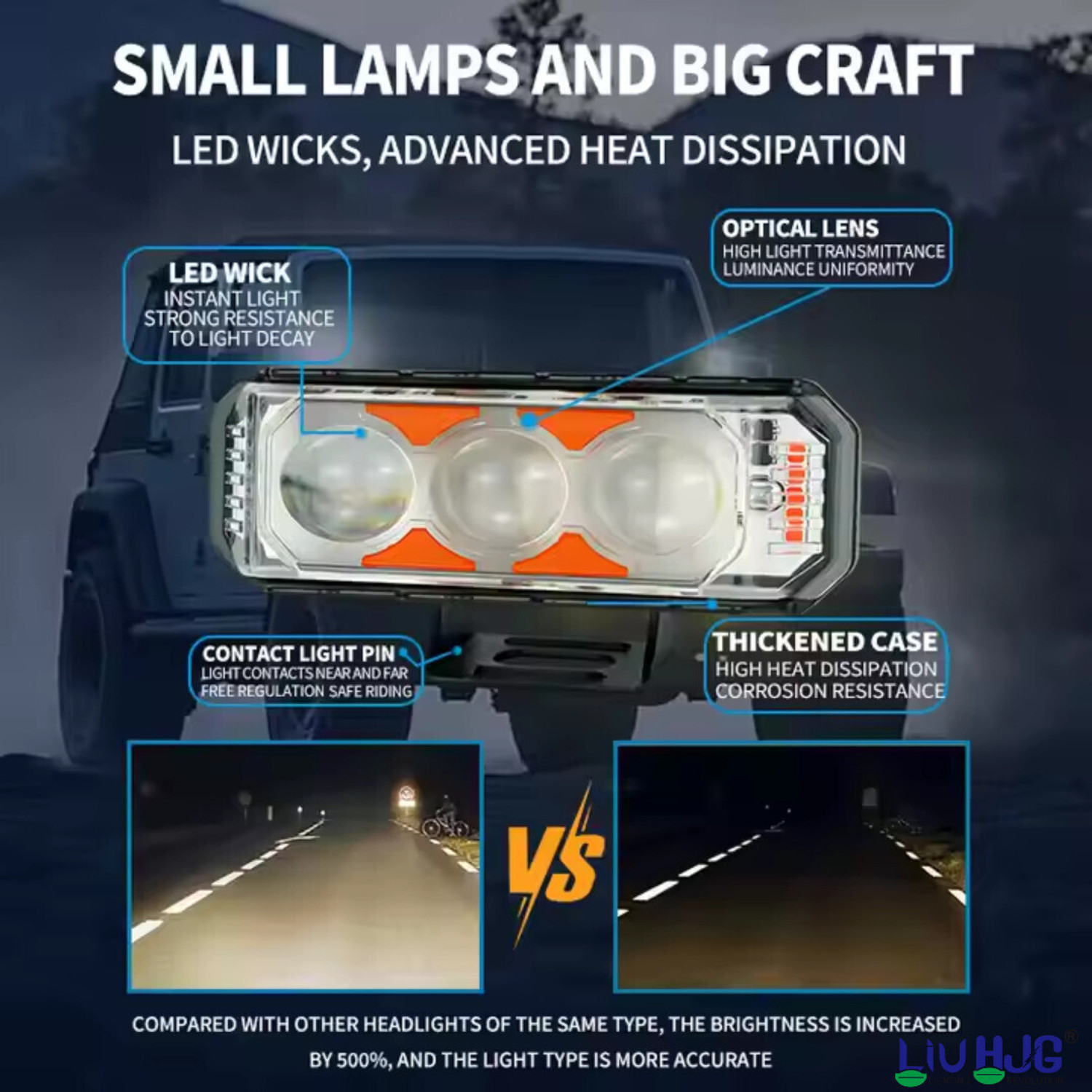 Image of LIU HJG Yellow /White 40-60W 3 LED Fog Light with Red /Blue Flashing Mode Fog Lamp Car, Motorbike, Truck LED (12 V, 60 W)