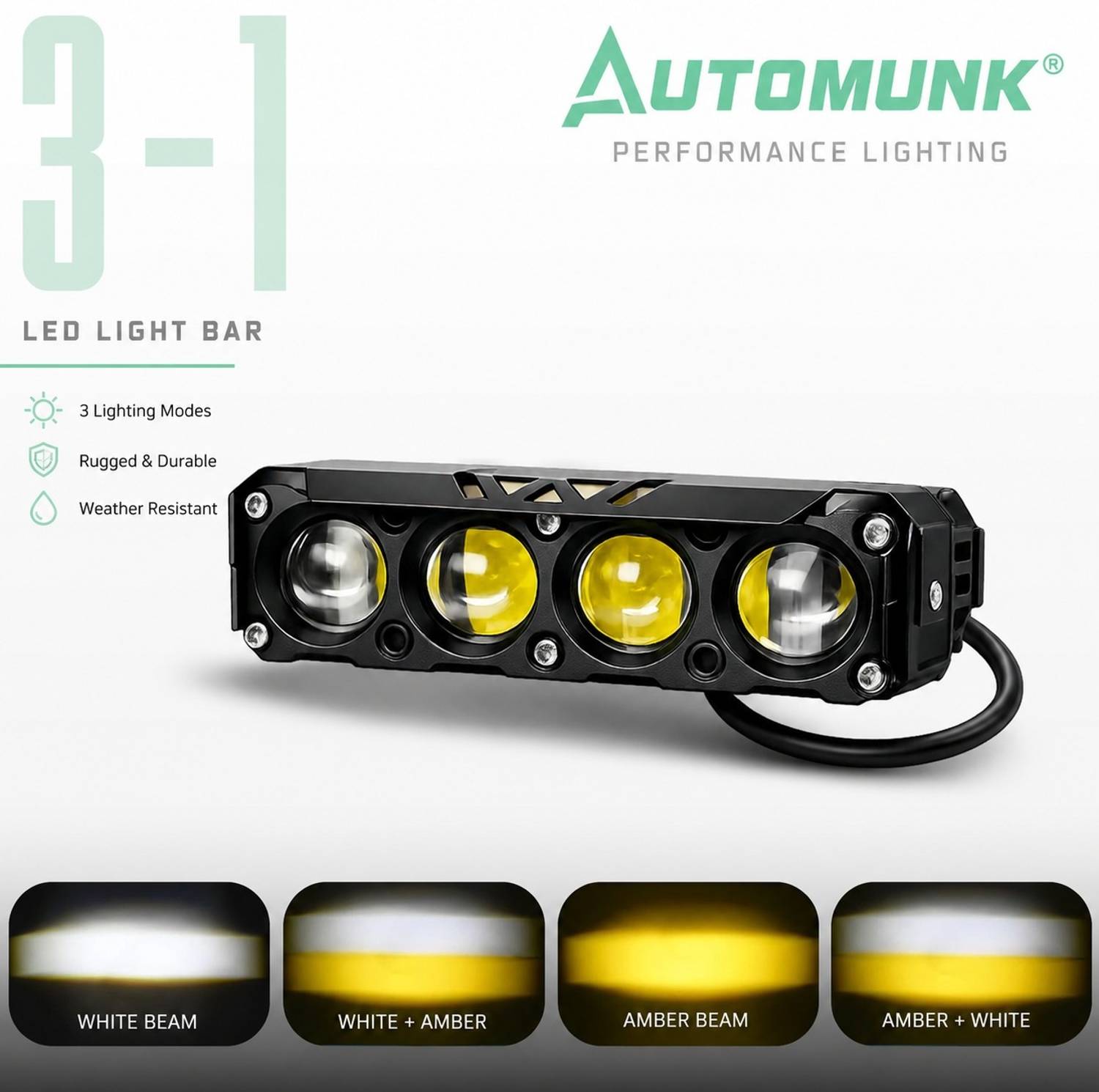 automunk 4 Lens LED Fog Light Motorcycle Car White Yellow Mix Blink Mode Fog Lamp Car, Motorbike LED (12 V, 40 W)
