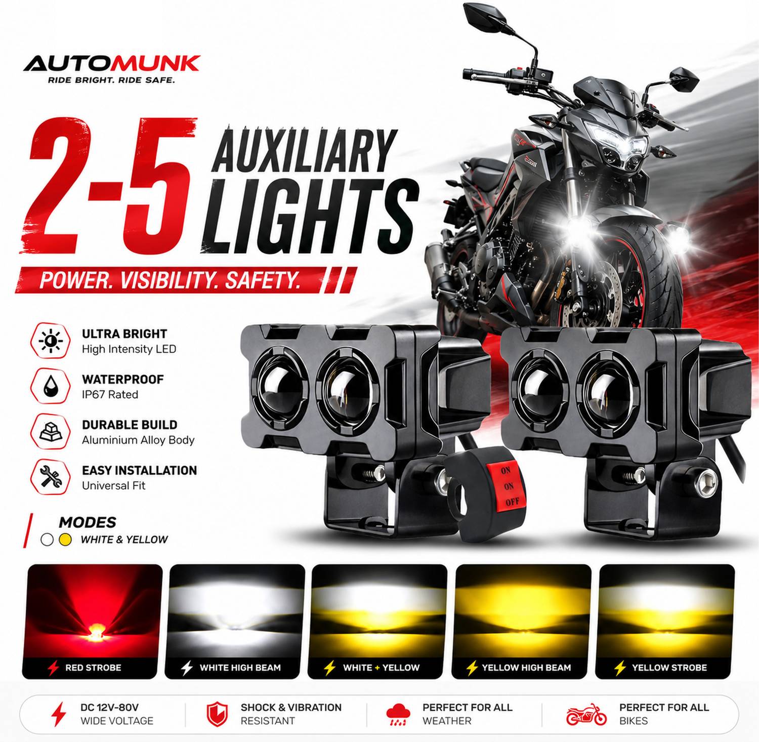 automunk 2 LED Multicolor Fog Lamp - Image 1