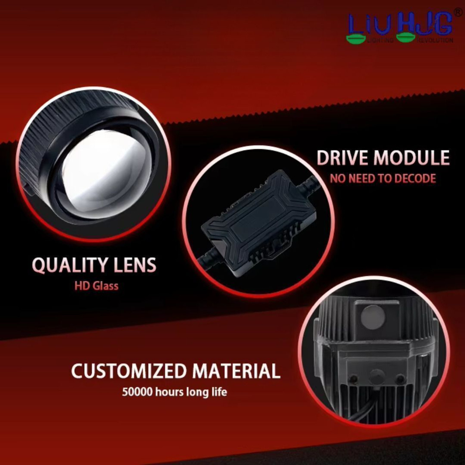Image of LIU HJG J-37 Lens Projector Fog Light Super Bright Yellow /White with Devil Eye Fog Lamp Car, Motorbike, Truck LED (9 V, 60 W)