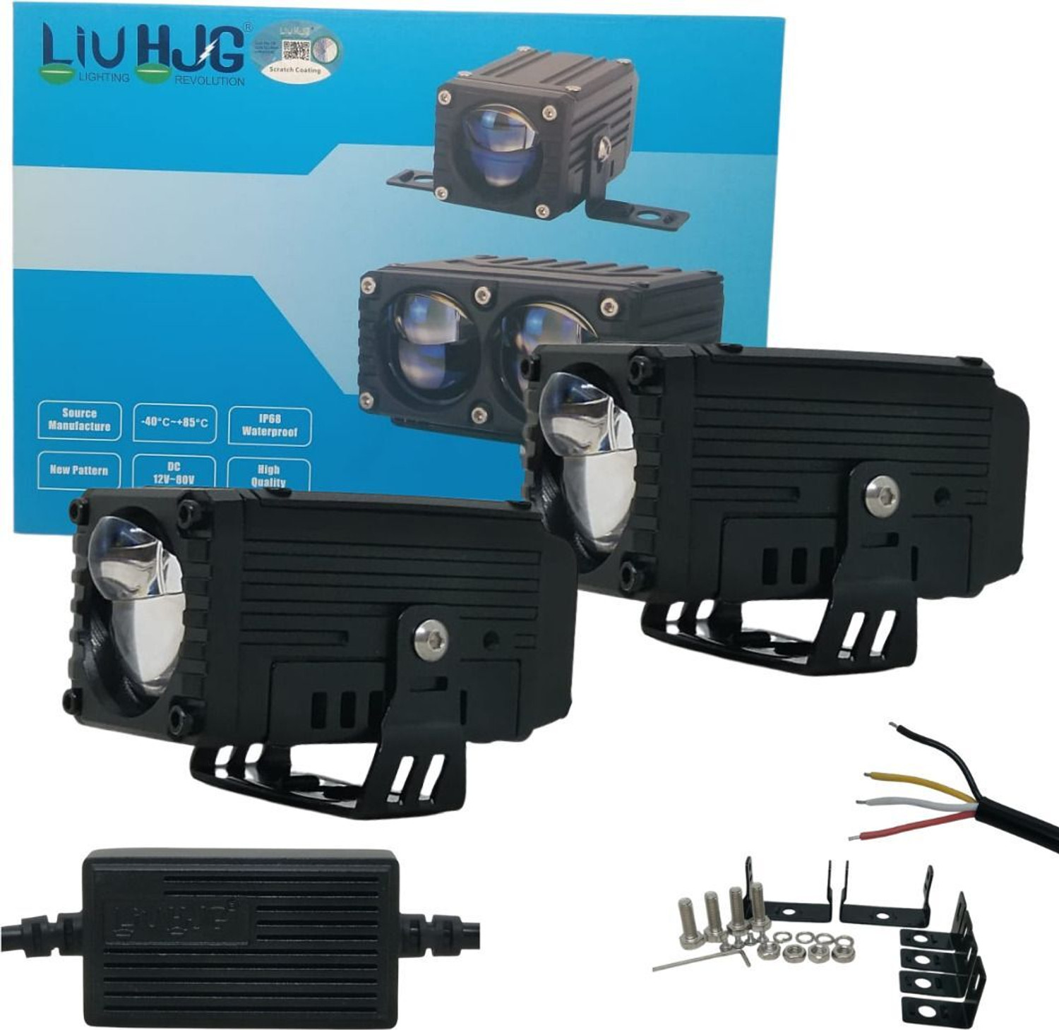 Image of LIU HJG Yellow /White 120 Watt Blaze Waymaker Pro Fog Light With Devil Eye Fog Lamp Car, Motorbike, Truck, Van LED (12 V, 120 W)
