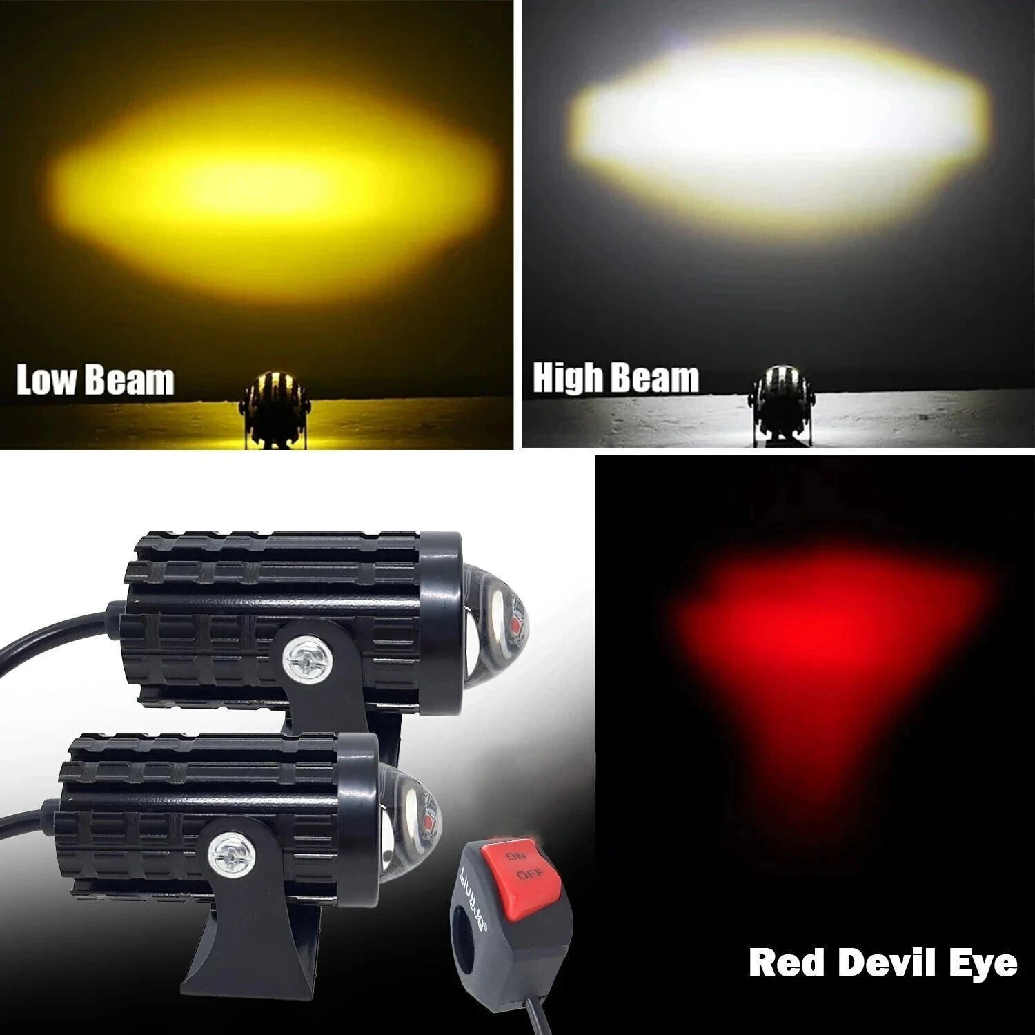Image of LIU HJG Mini LED 36 Watt Fog Light With Yellow /White Red Devil Eye Fog Lamp Car, Motorbike, Truck LED (9 V, 36 W)