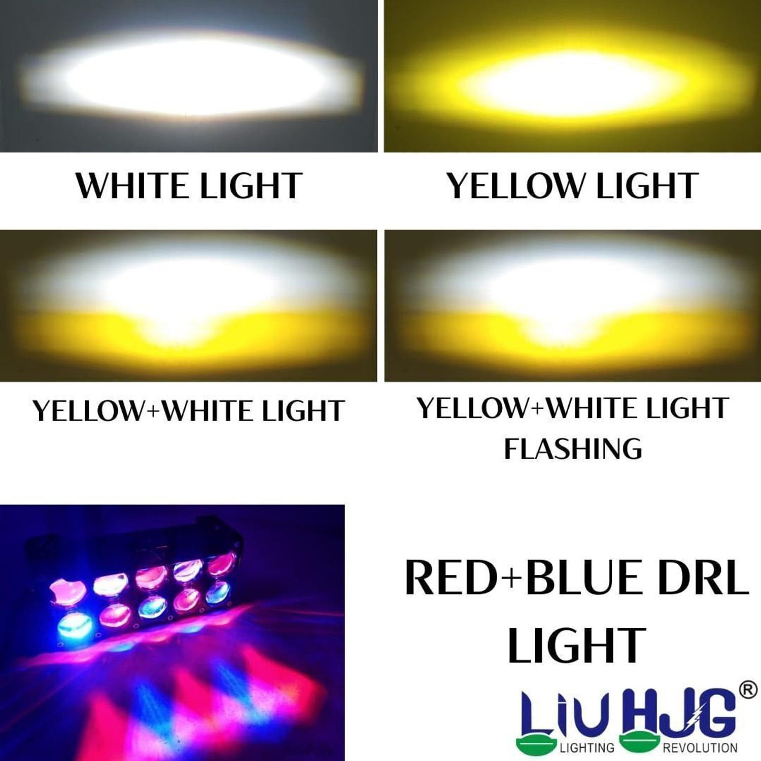 Image of LIU HJG Yellow /White 10 Lens 54W Fog Light With Red /Blue Light Feature Fog Lamp Car, Motorbike, Truck, Van LED (12 V, 54 W)