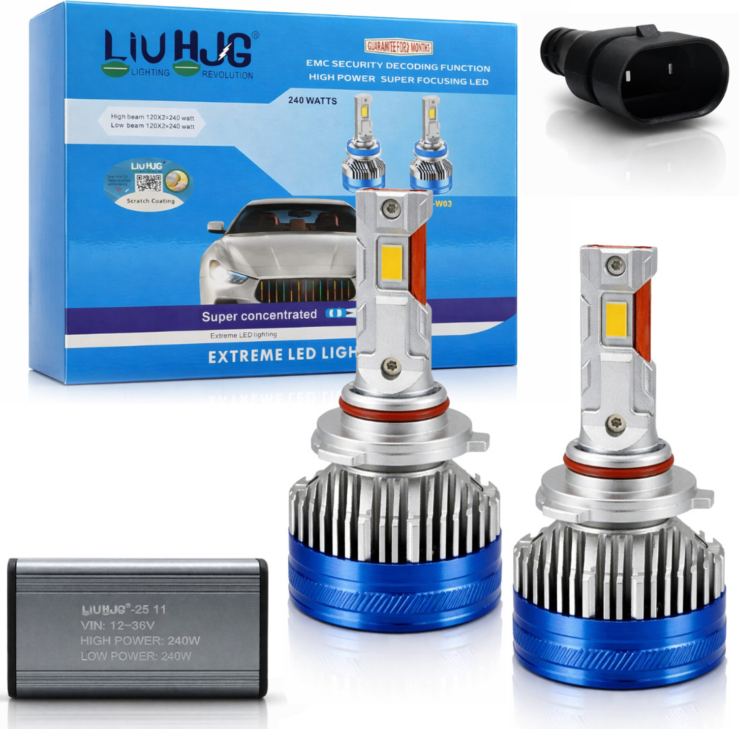 Image of LIU HJG LED 9005 Headlight Fitting Waterproof & Heat Dissipation Headlight Car, Motorbike LED (12 V, 240 W)
