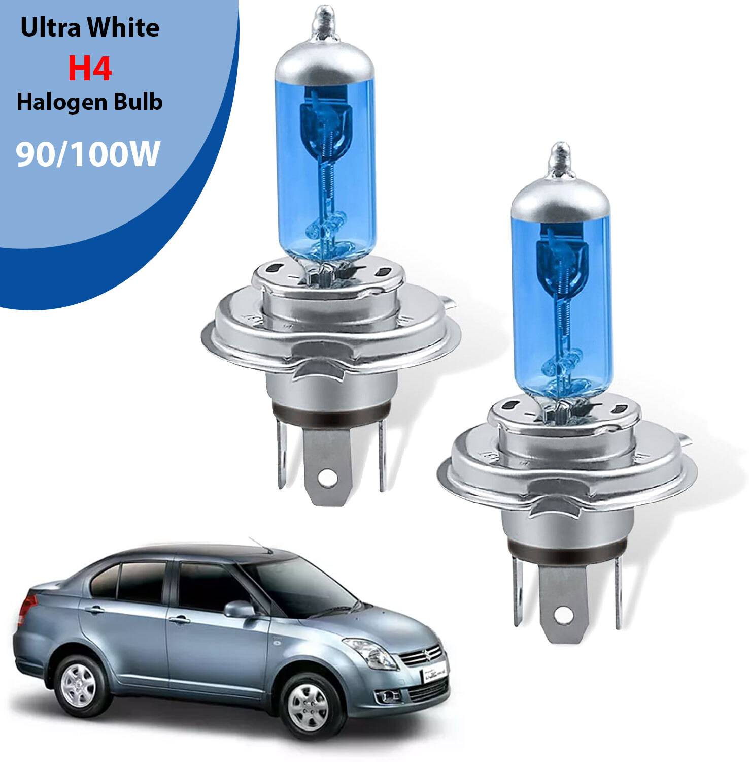 AUTO PEARL H4 Halogen Headlight bulb 90/100W 5000K Ultra White Low/High Beam Bulb (F16) Headlight Car, Truck, Van Halogen for Maruti Suzuki (12 V, 100 W)